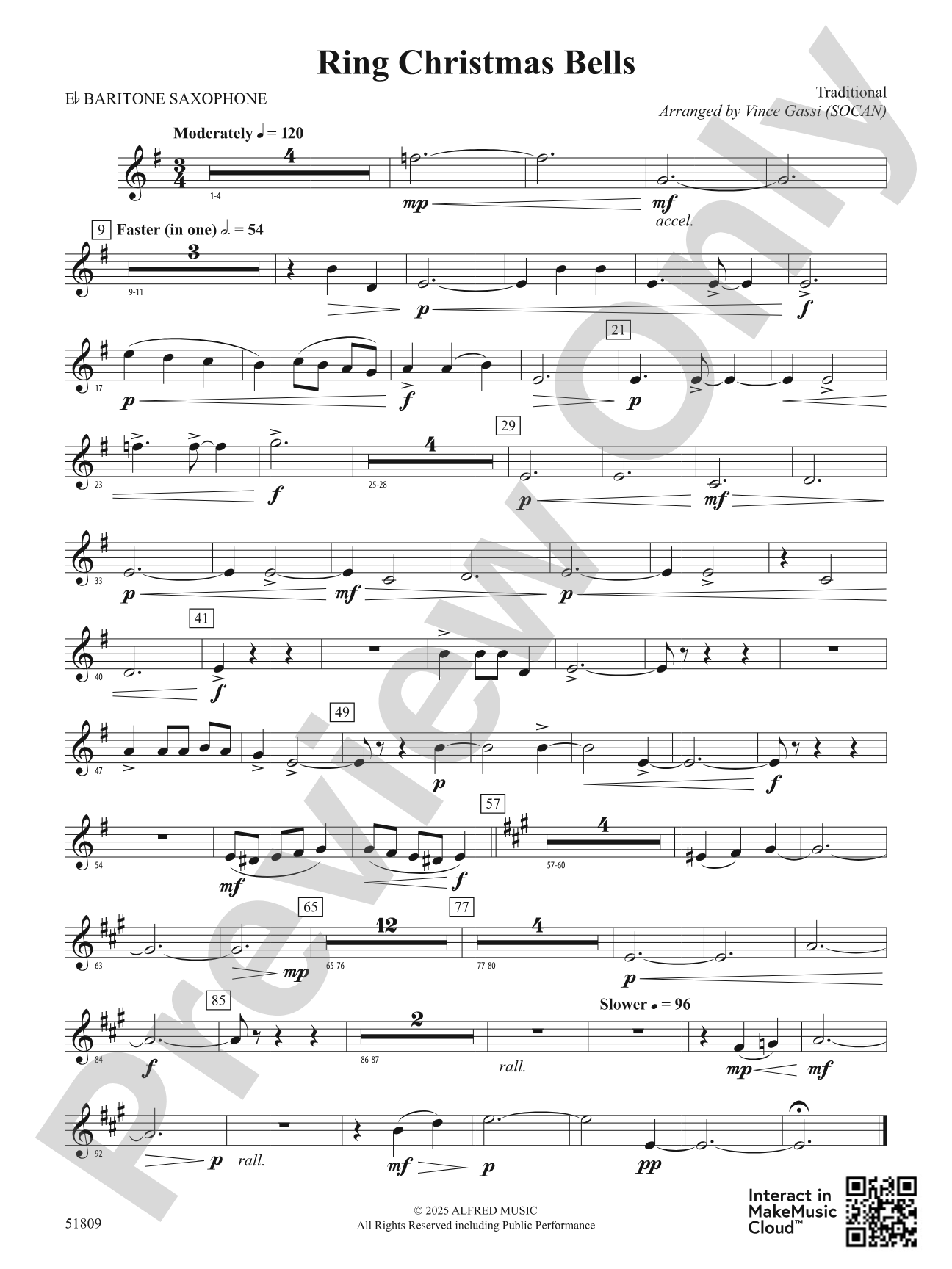 Ring Christmas Bells: E-flat Baritone Saxophone