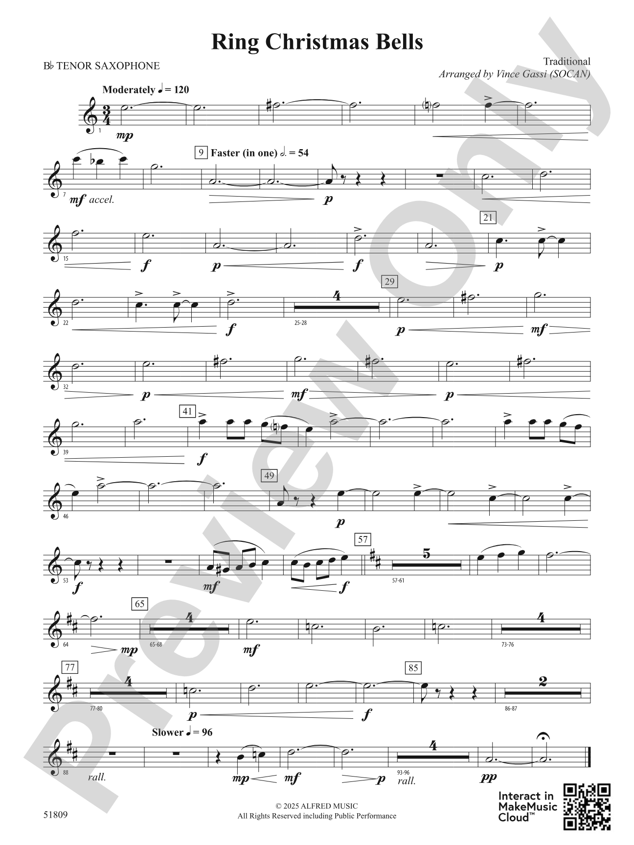 Ring Christmas Bells: B-flat Tenor Saxophone