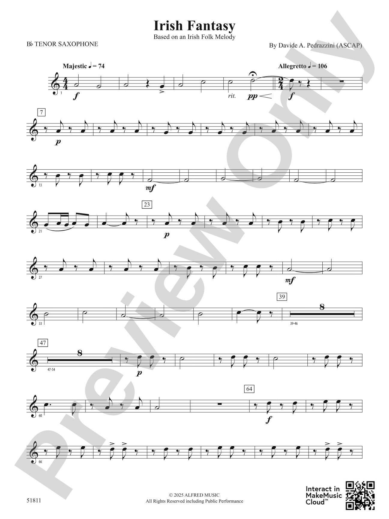 Irish Fantasy: B-flat Tenor Saxophone