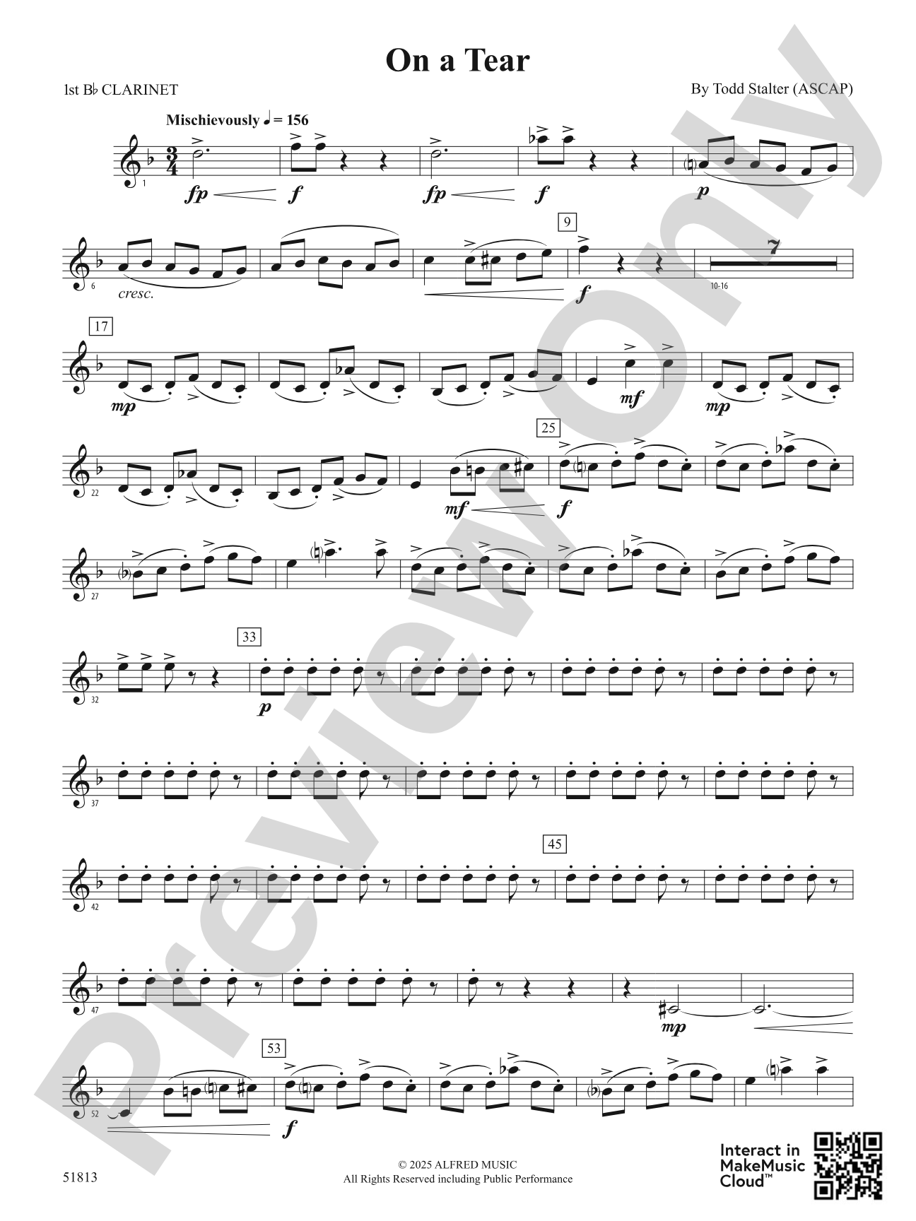 On a Tear: 1st B-flat Clarinet