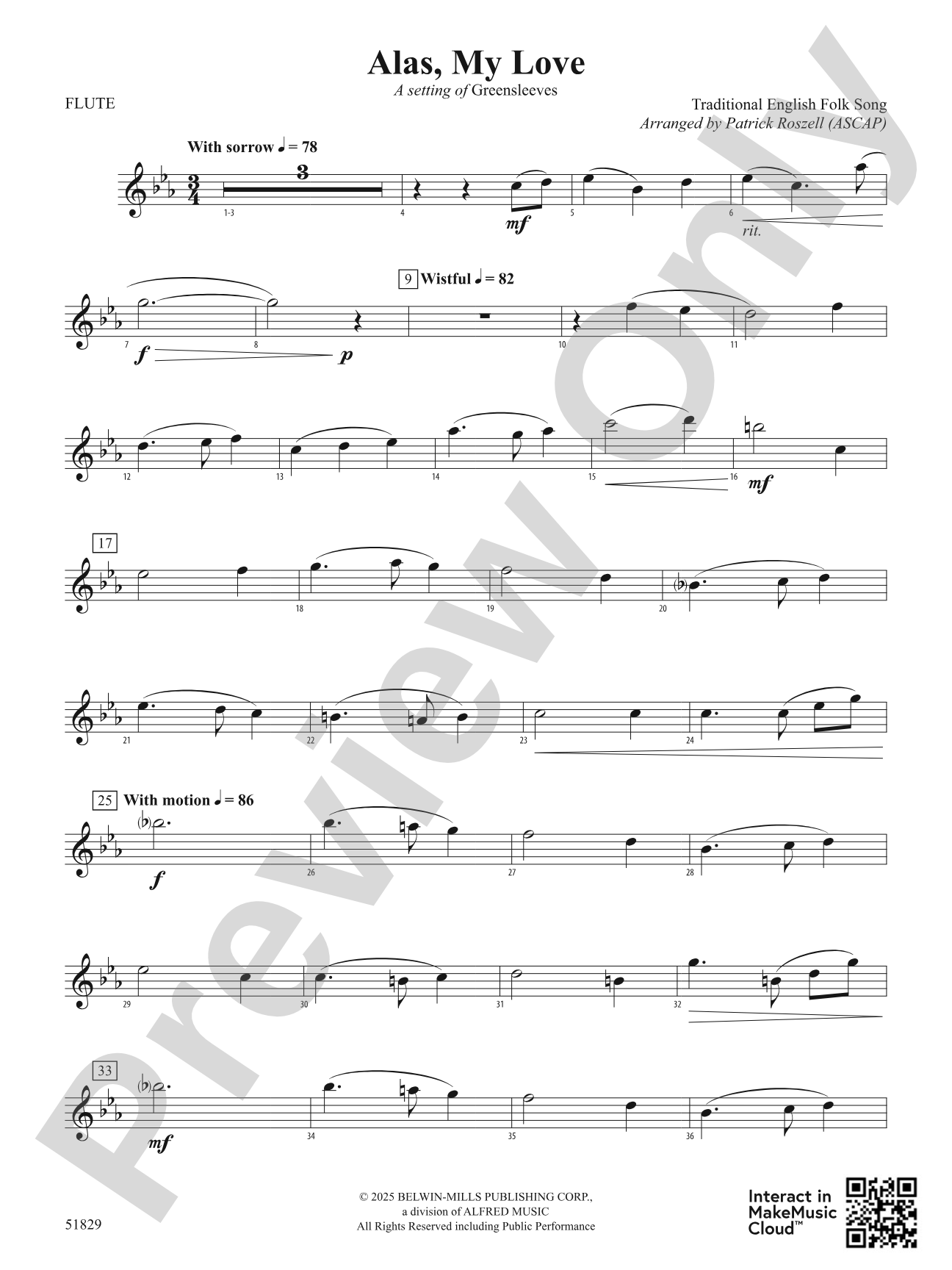 Alas, My Love: Flute