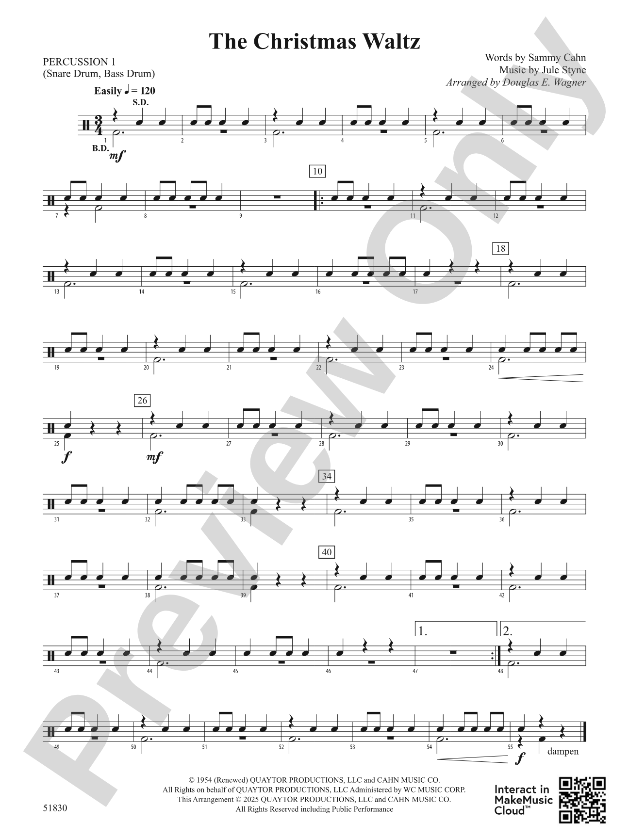 The Christmas Waltz: 1st Percussion