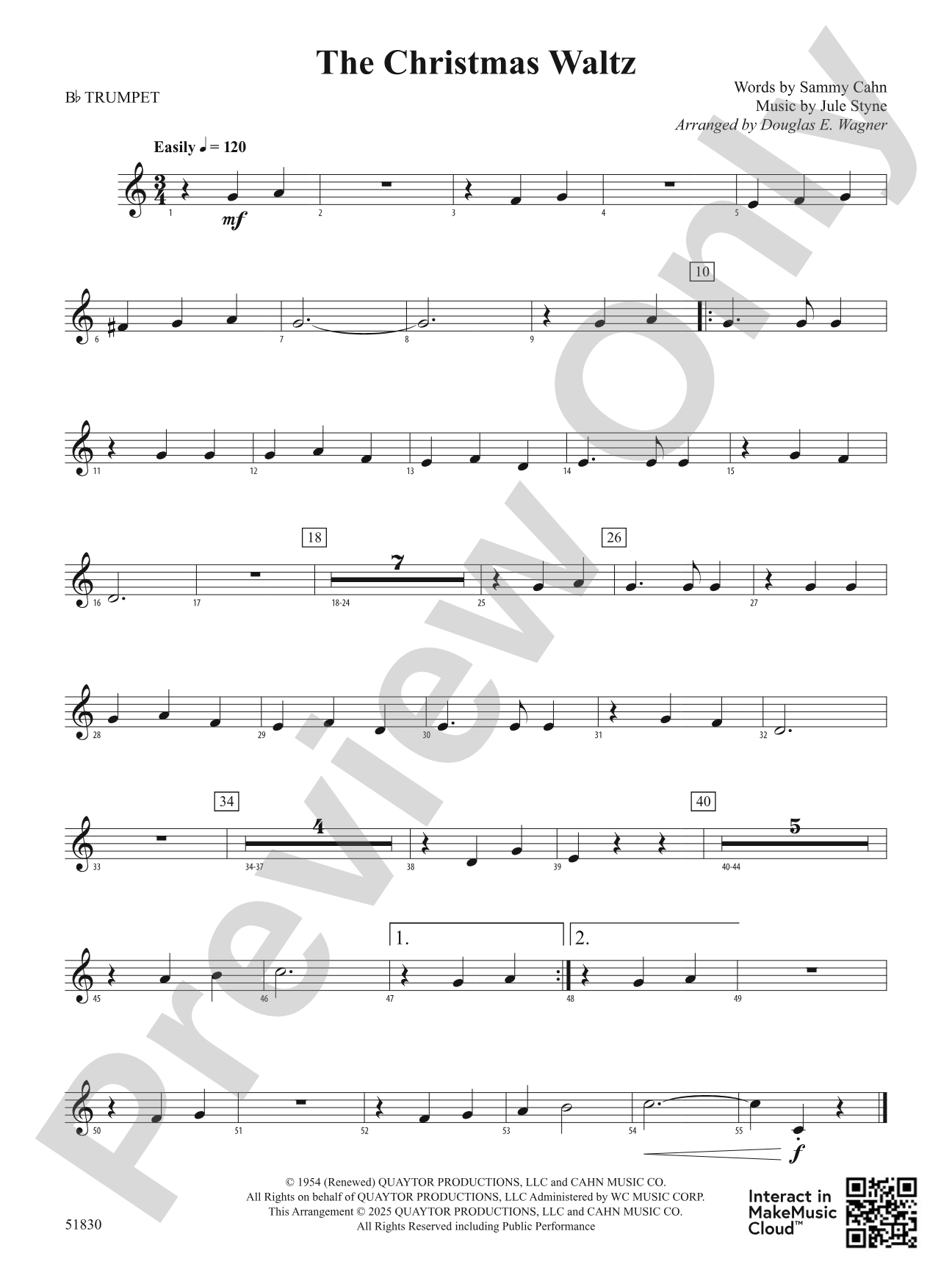The Christmas Waltz: 1st B-flat Trumpet