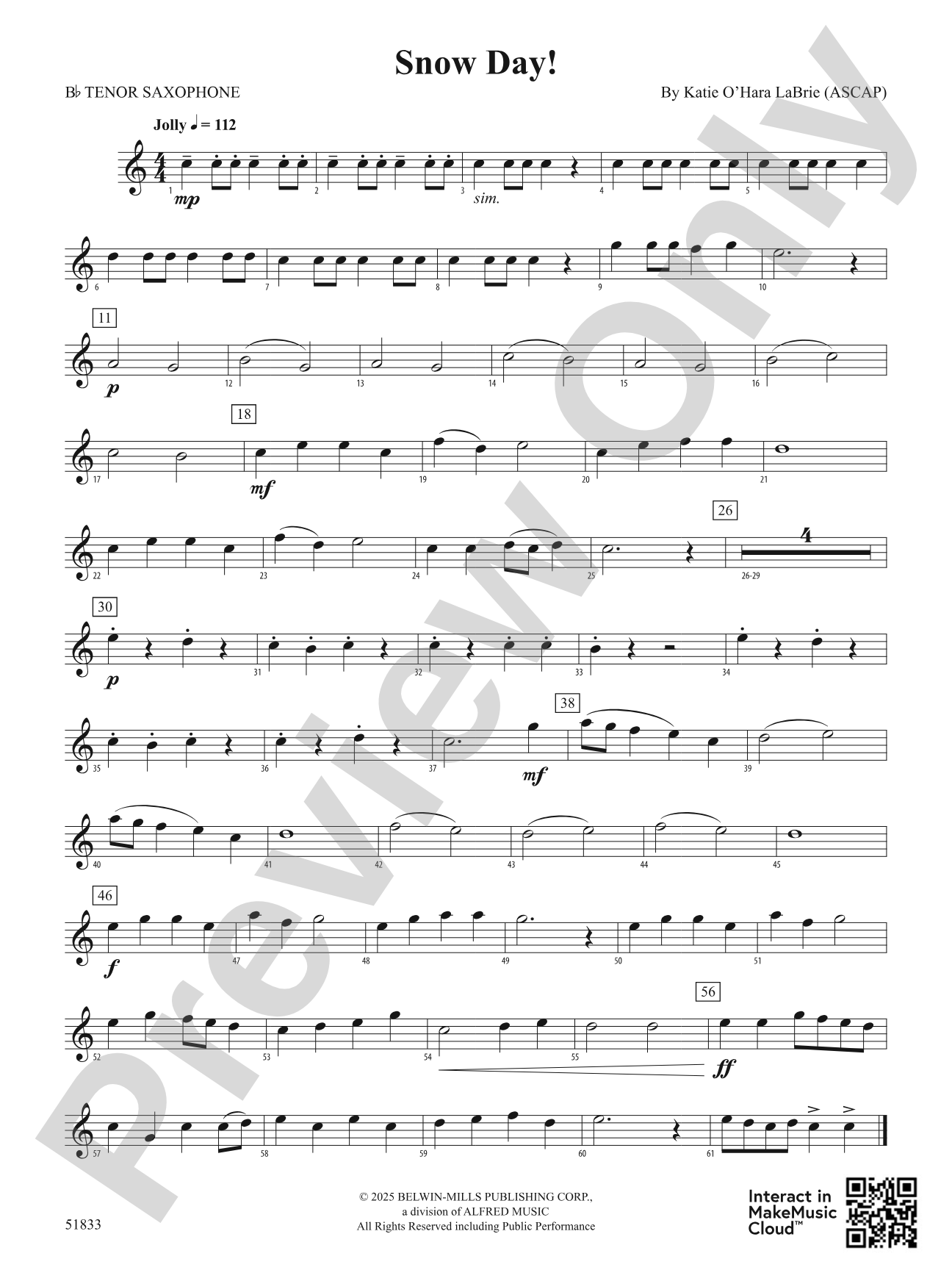 Snow Day!: B-flat Tenor Saxophone