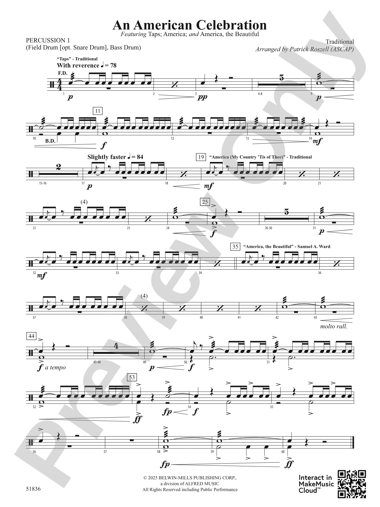 An American Celebration: 1st Percussion
