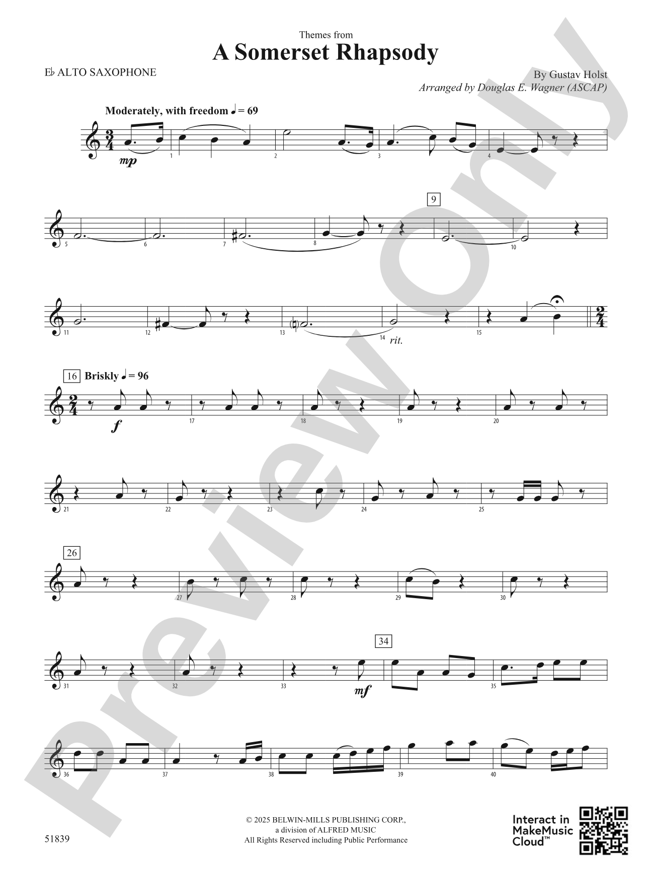 A Somerset Rhapsody: E-flat Alto Saxophone