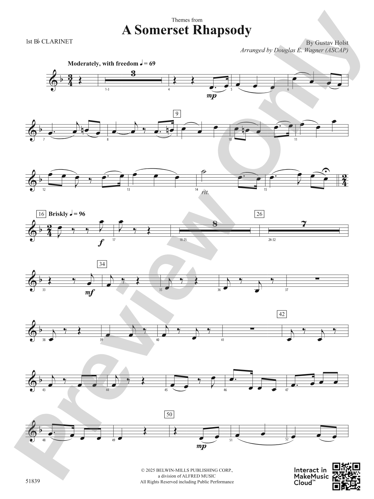 A Somerset Rhapsody: 1st B-flat Clarinet