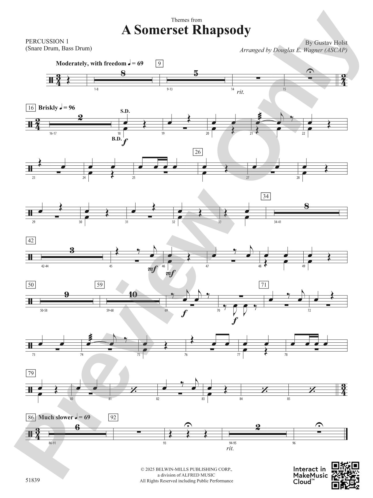 A Somerset Rhapsody: 1st Percussion
