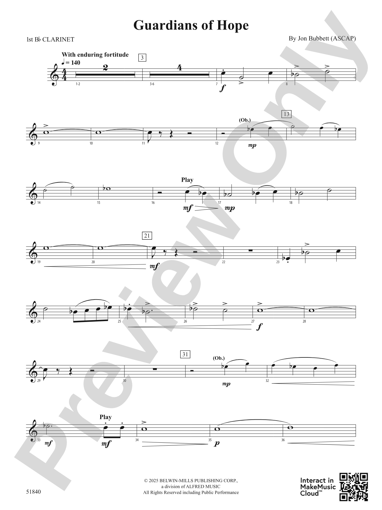 Guardians of Hope: 1st B-flat Clarinet