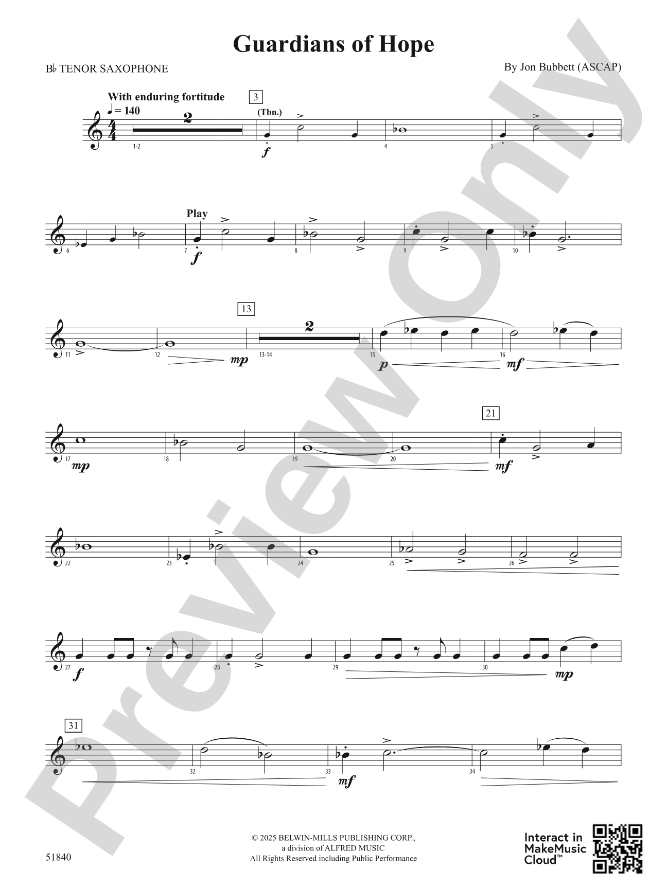 Guardians of Hope: B-flat Tenor Saxophone