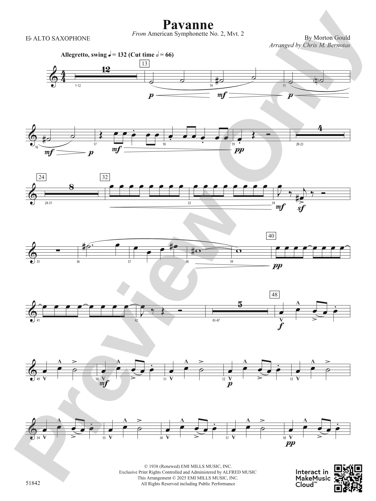 Pavanne: E-flat Alto Saxophone