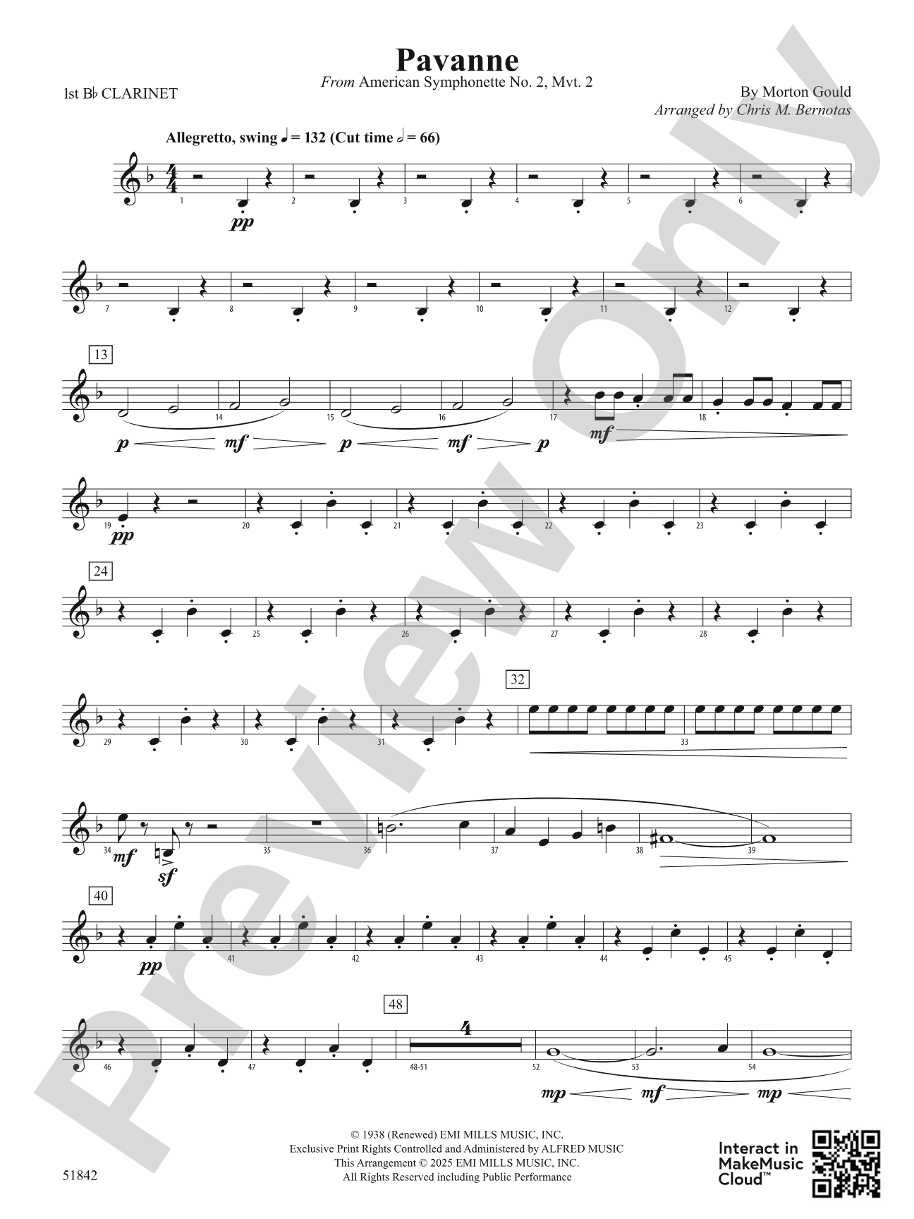Pavanne: 1st B-flat Clarinet