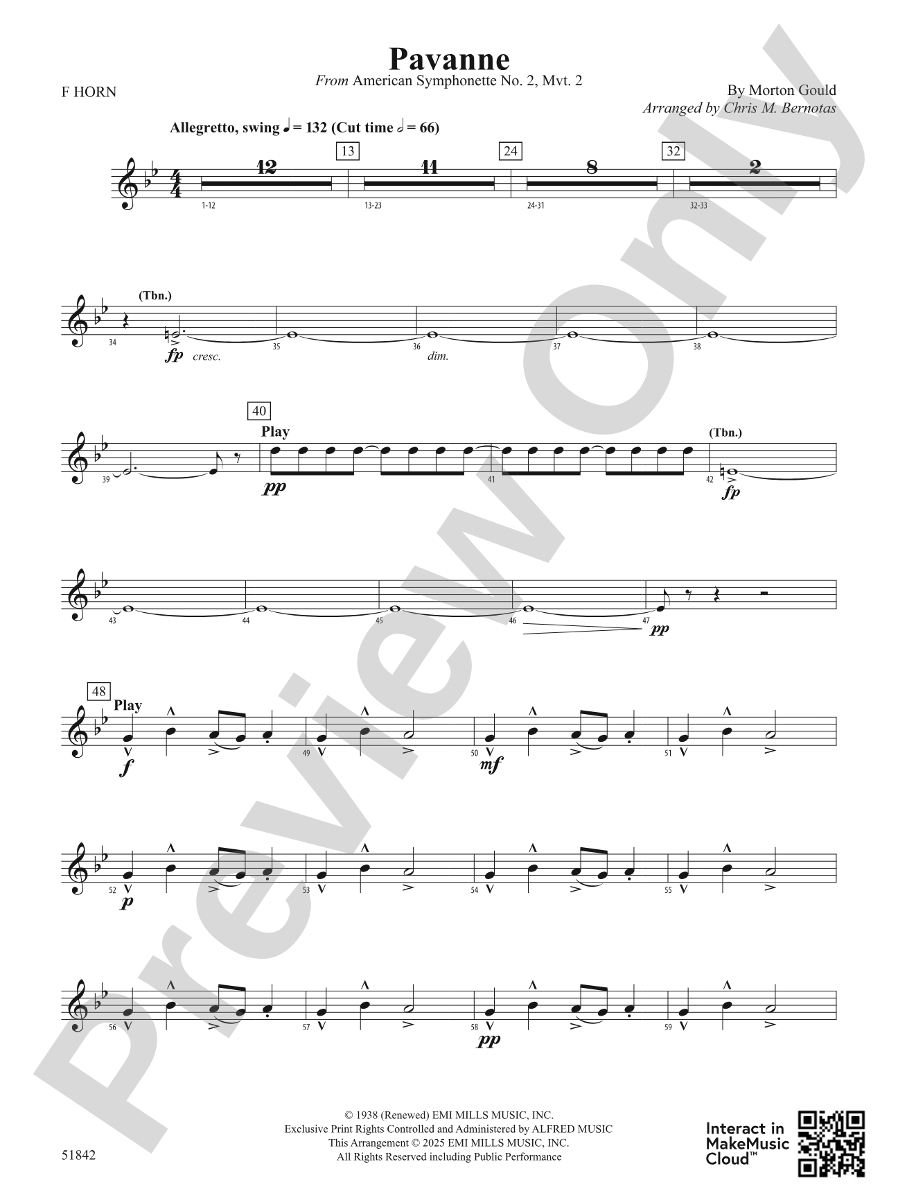 Pavanne: 1st F Horn