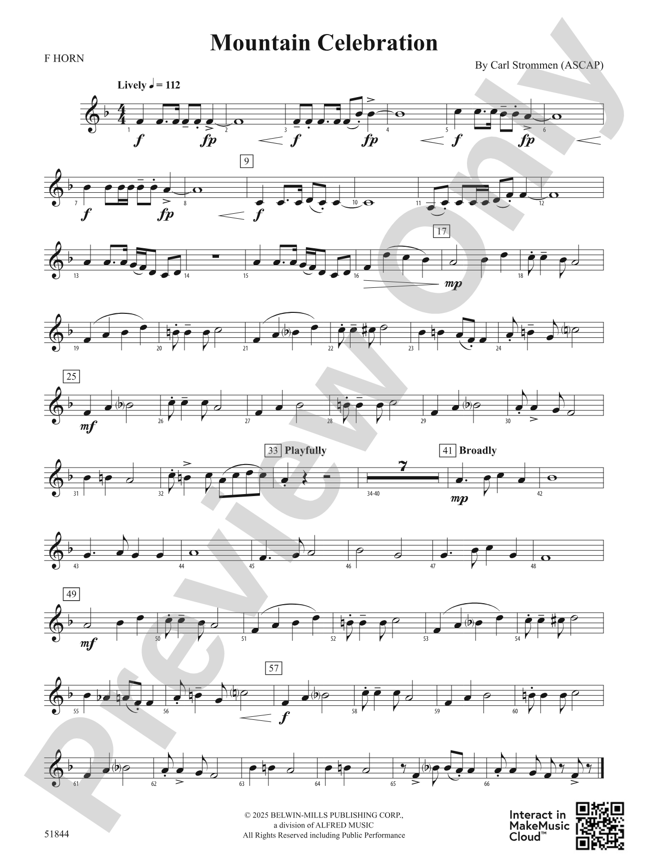 Mountain Celebration: 1st F Horn