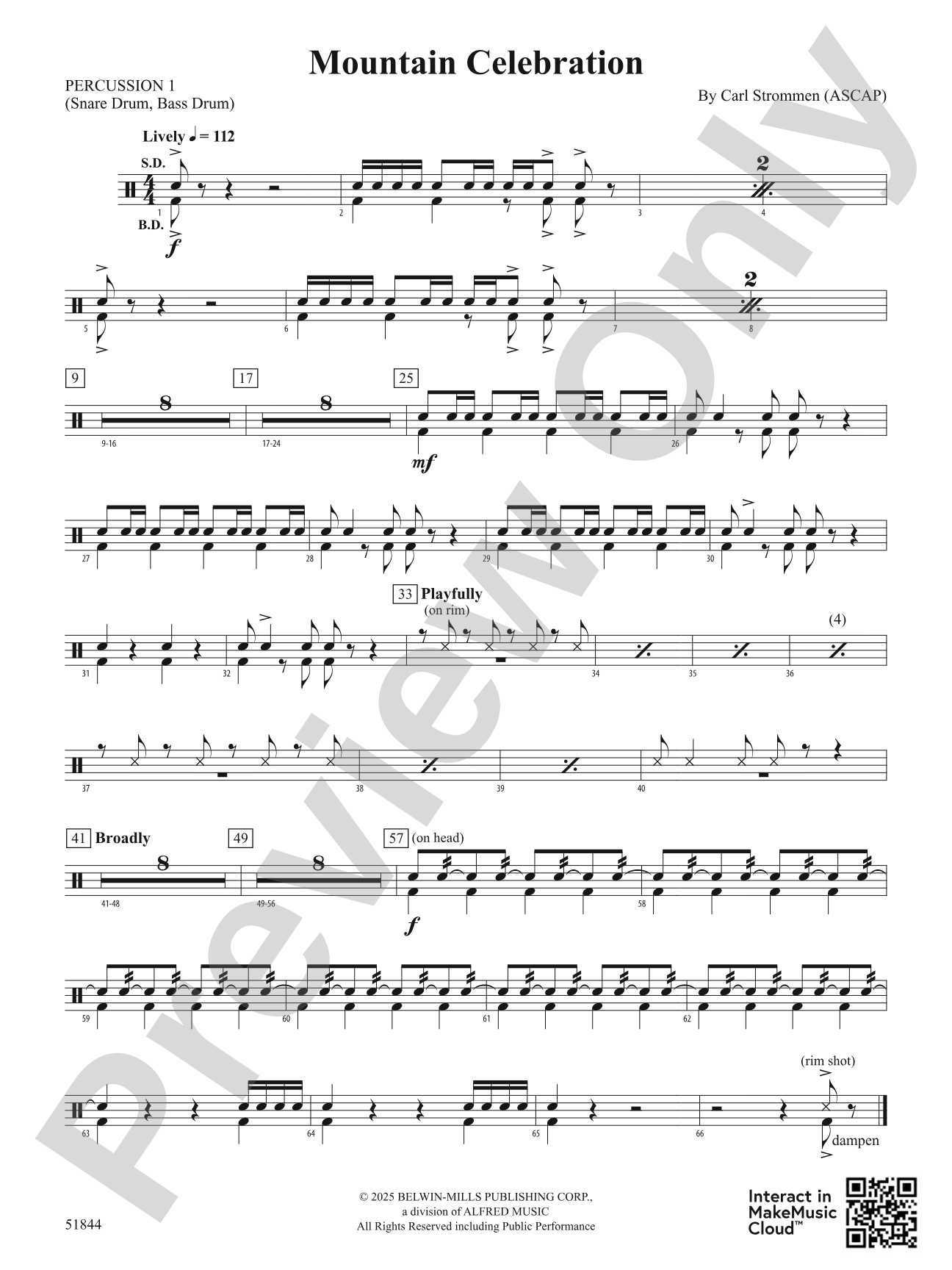 Mountain Celebration: 1st Percussion