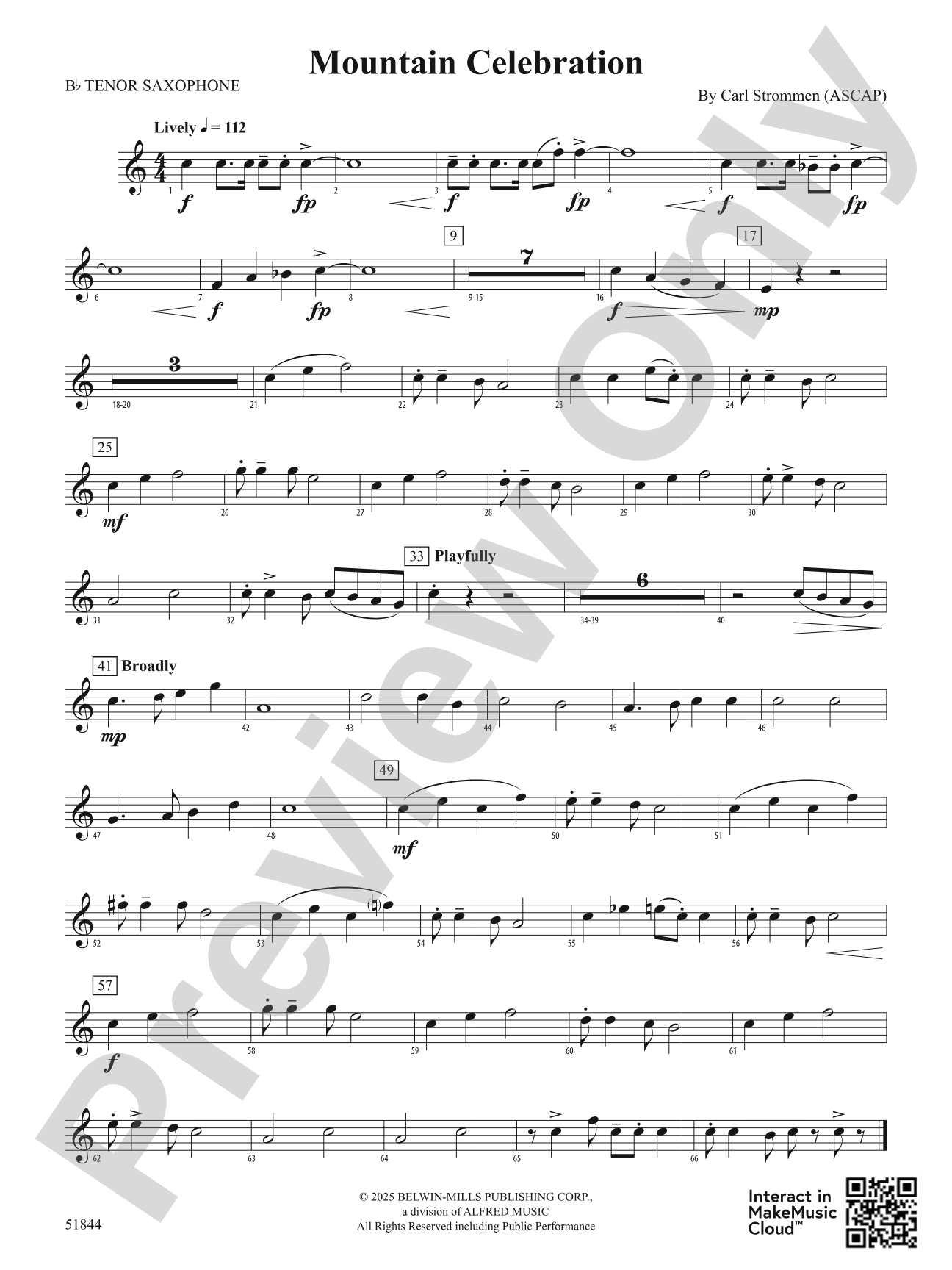 Mountain Celebration: B-flat Tenor Saxophone