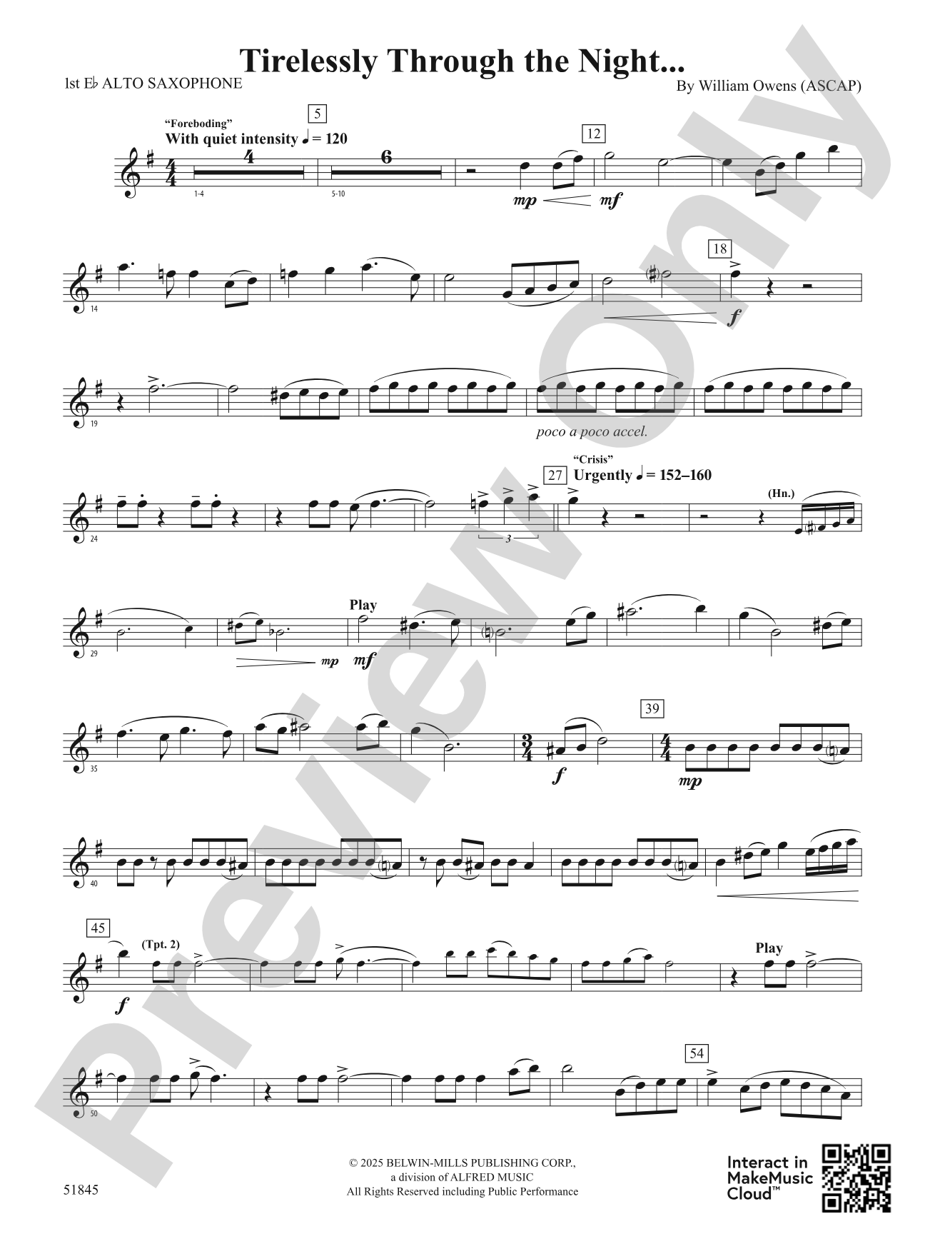 Tirelessly Through the Night...: E-flat Alto Saxophone