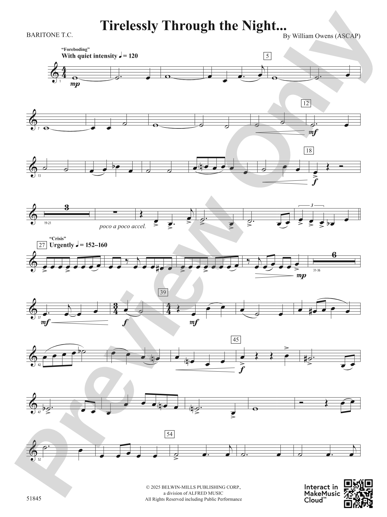 Tirelessly Through the Night...: Baritone T.C.