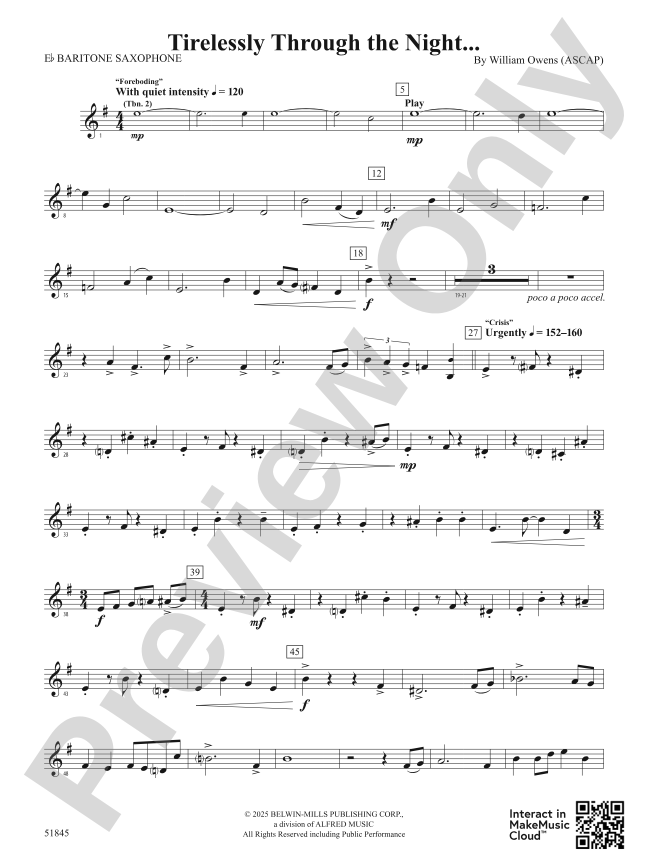 Tirelessly Through the Night...: E-flat Baritone Saxophone