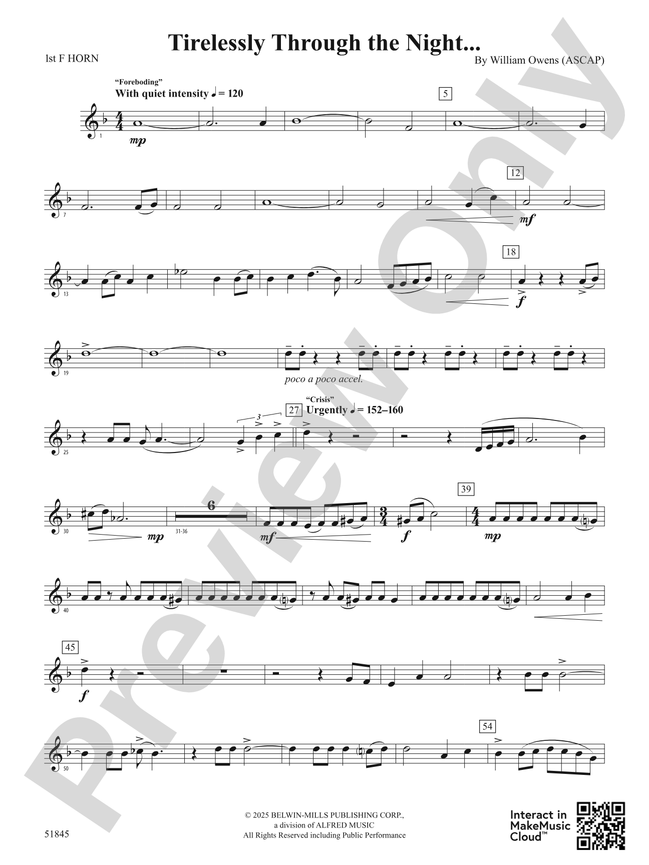 Tirelessly Through the Night...: 1st F Horn