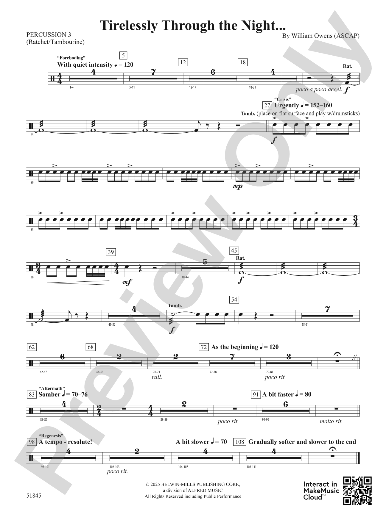 Tirelessly Through the Night...: 3rd Percussion