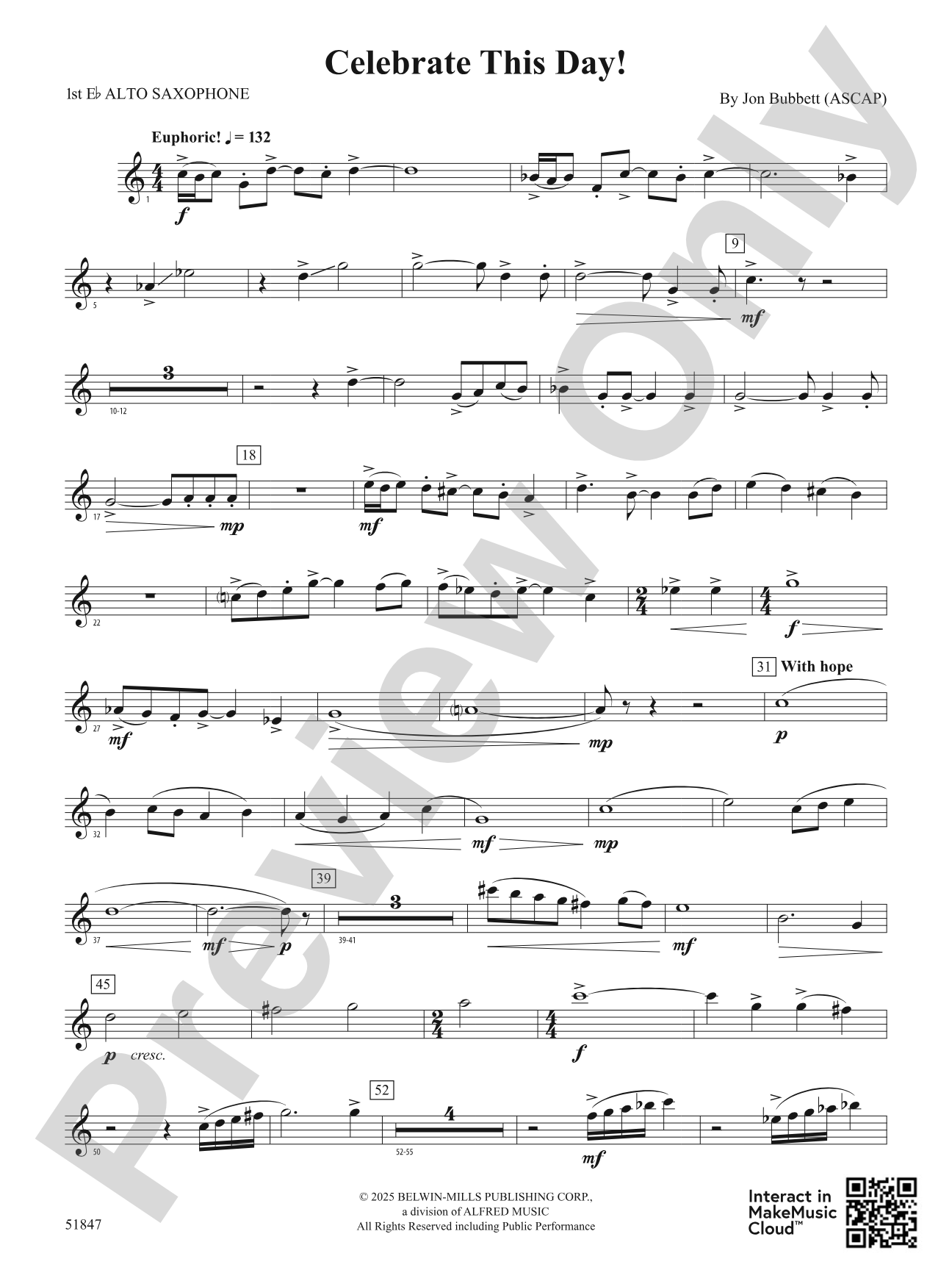 Celebrate This Day!: E-flat Alto Saxophone
