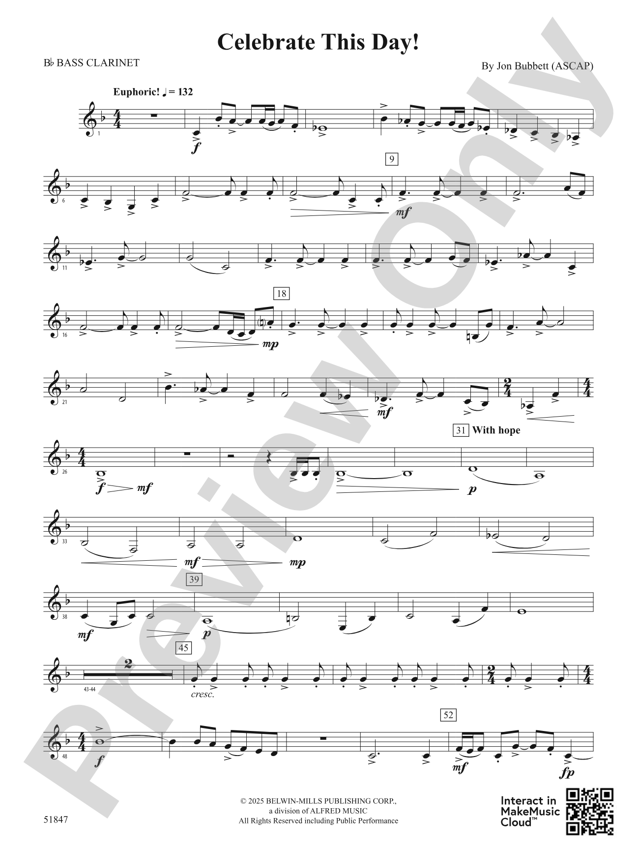 Celebrate This Day!: B-flat Bass Clarinet
