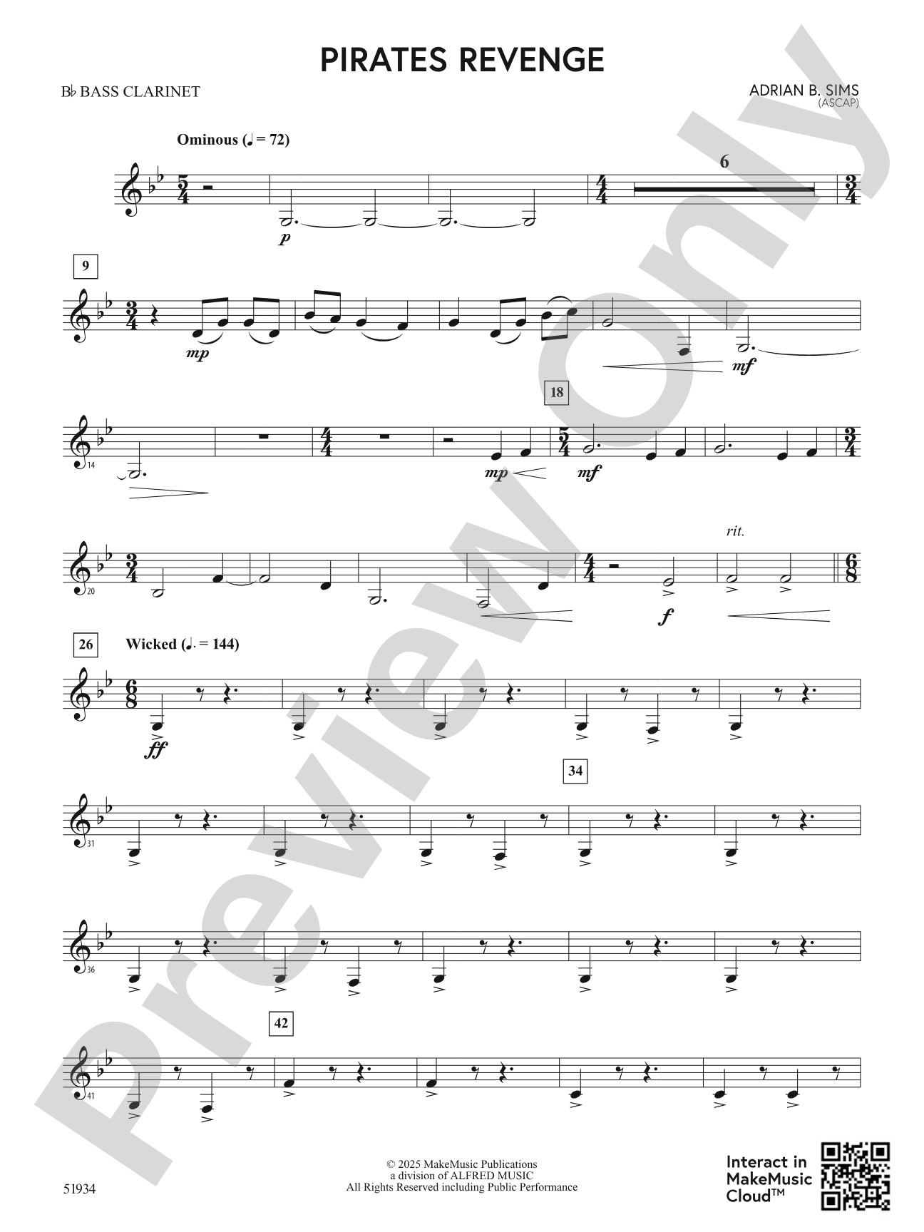 Pirates Revenge: B-flat Bass Clarinet