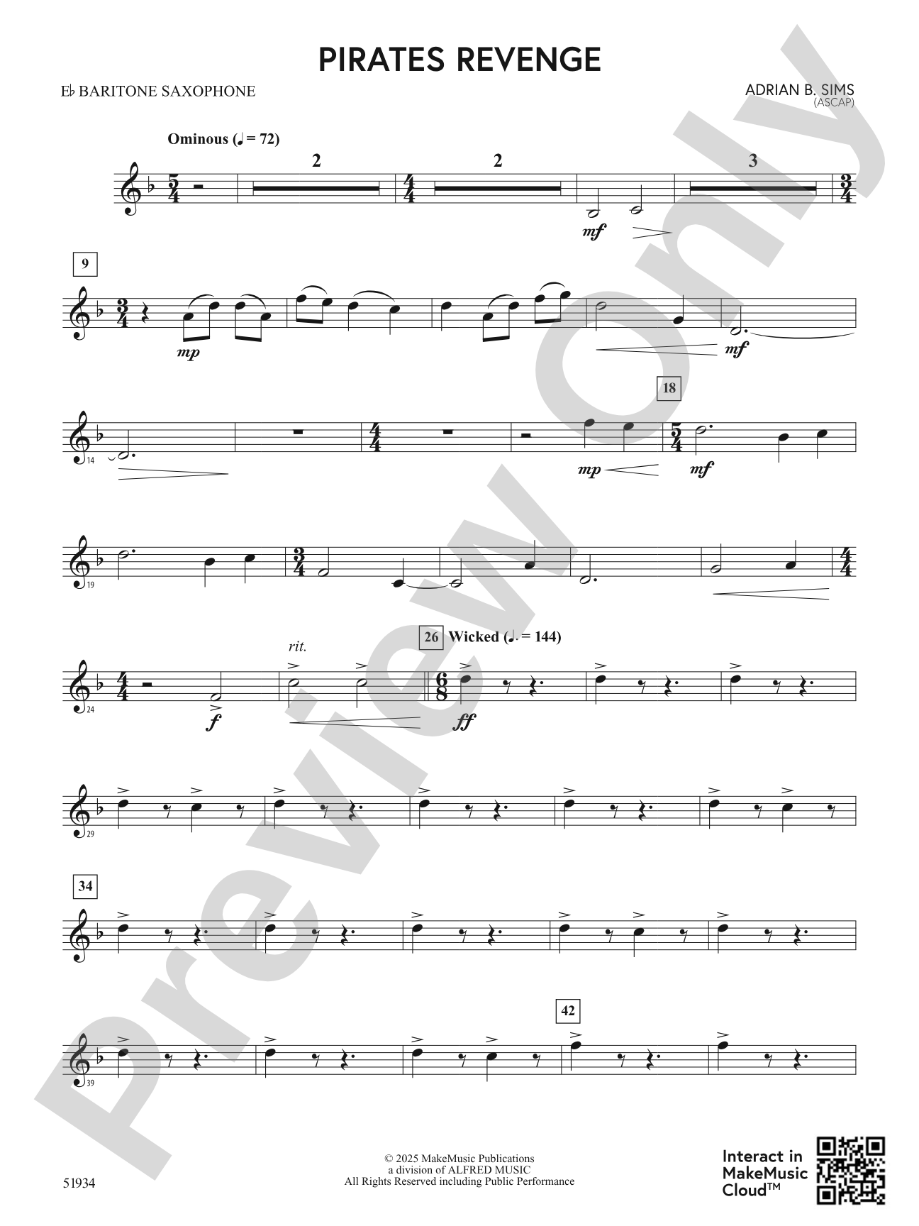 Pirates Revenge: E-flat Baritone Saxophone