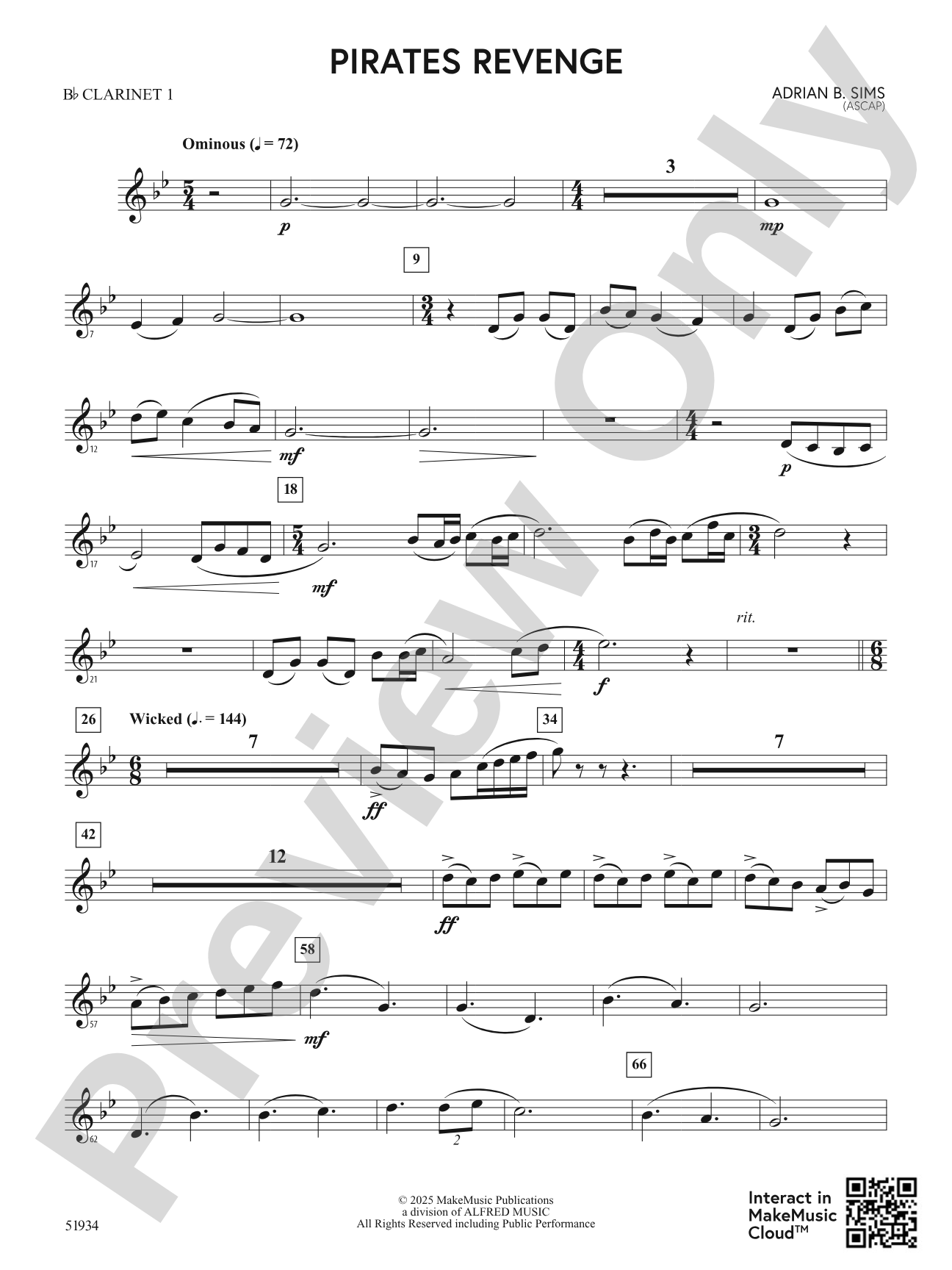 Pirates Revenge: 1st B-flat Clarinet