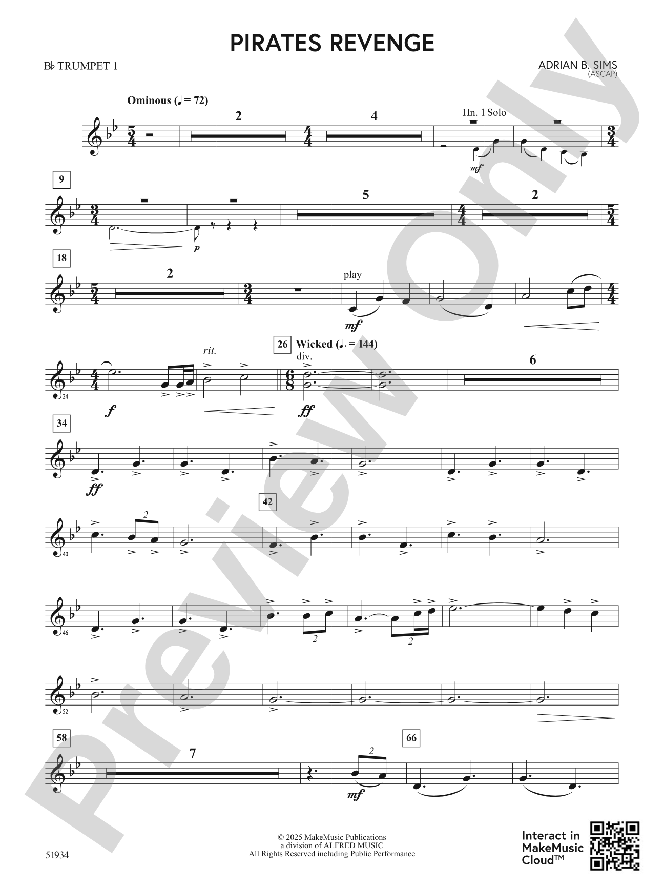 Pirates Revenge: 1st B-flat Trumpet