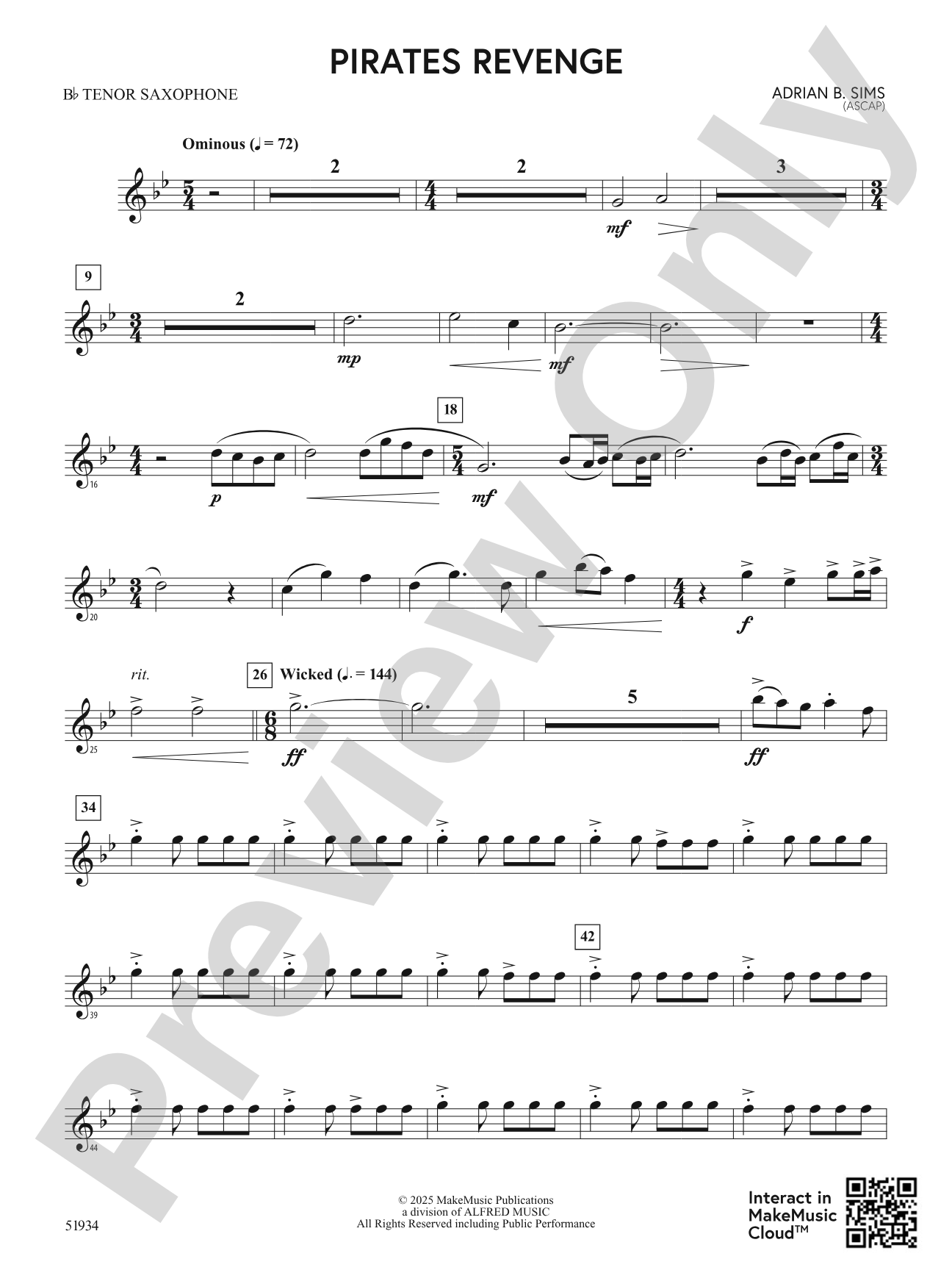 Pirates Revenge: B-flat Tenor Saxophone