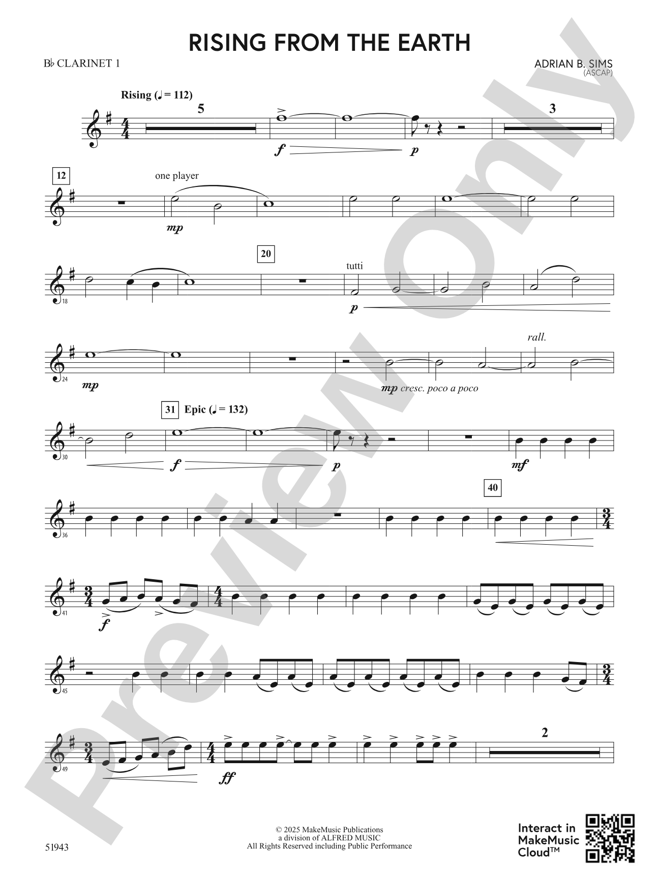 Rising From the Earth: 1st B-flat Clarinet