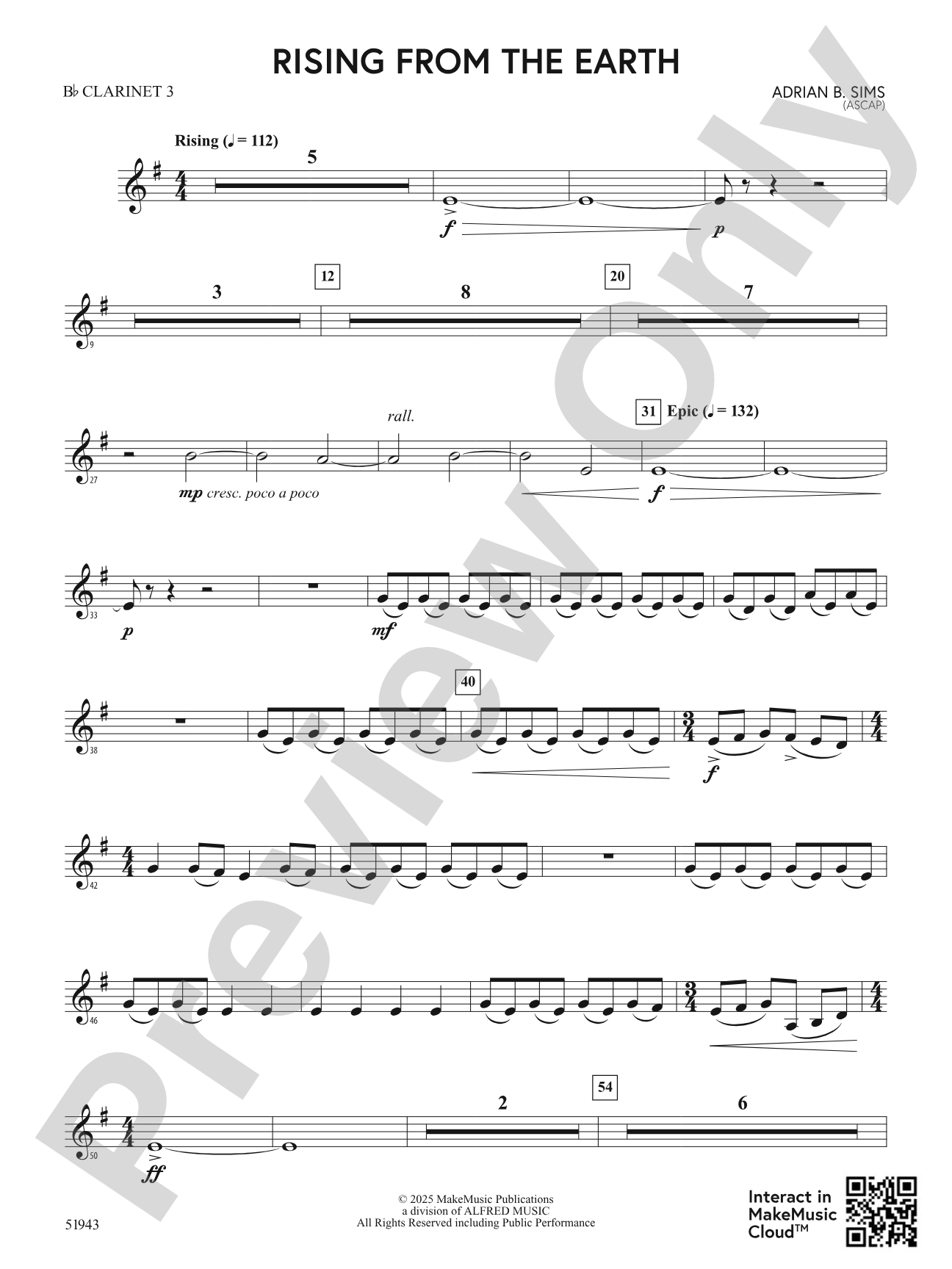 Rising From the Earth: 3rd B-flat Clarinet