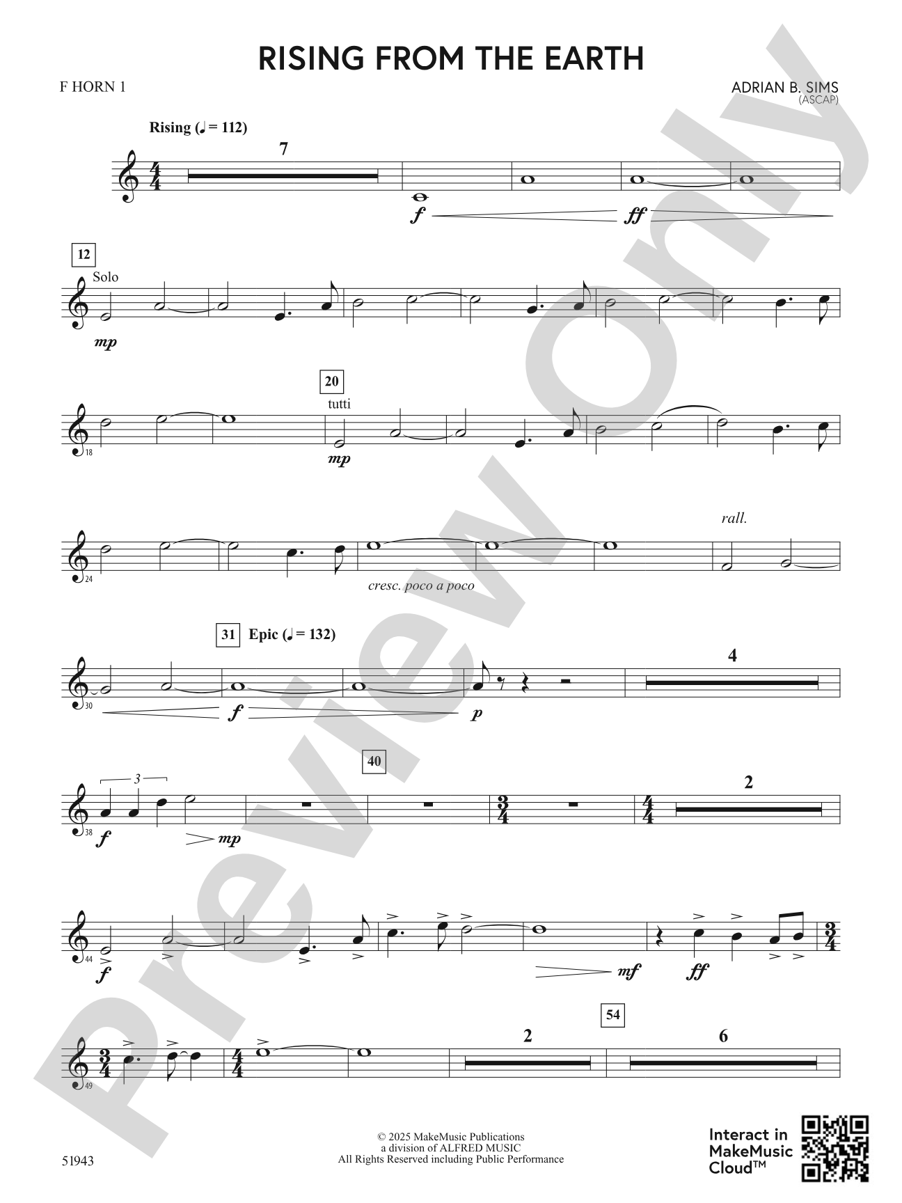 Rising From the Earth: 1st F Horn