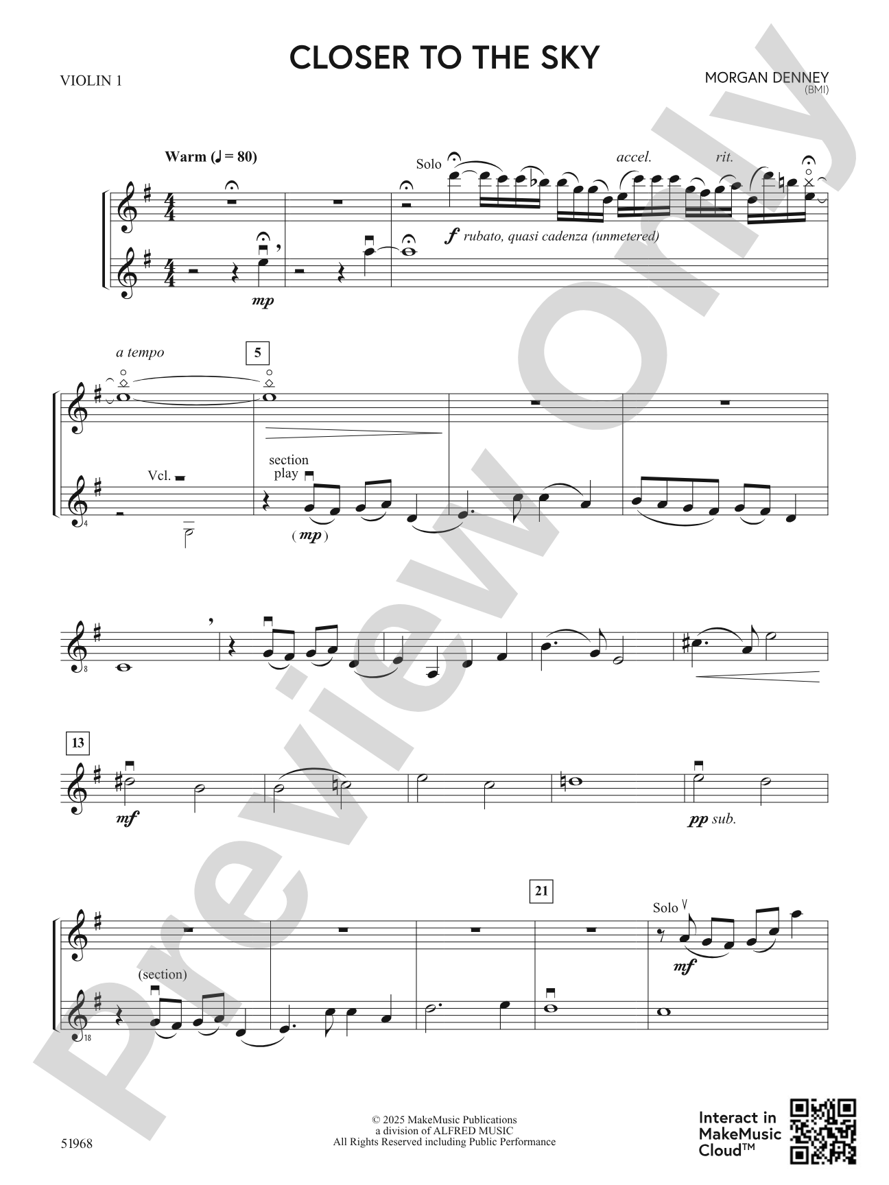 Closer to the Sky: 1st Violin