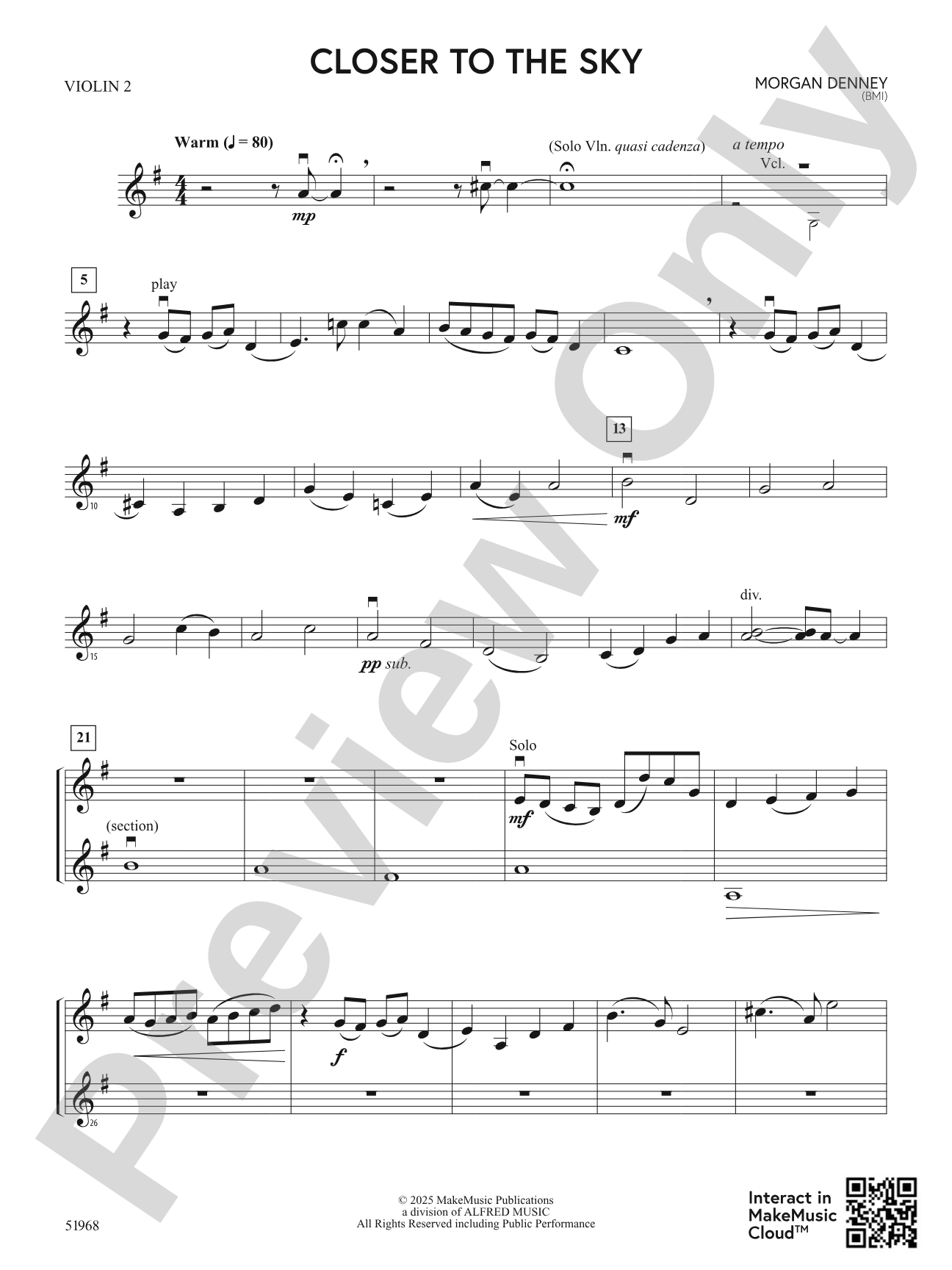 Closer to the Sky: 2nd Violin