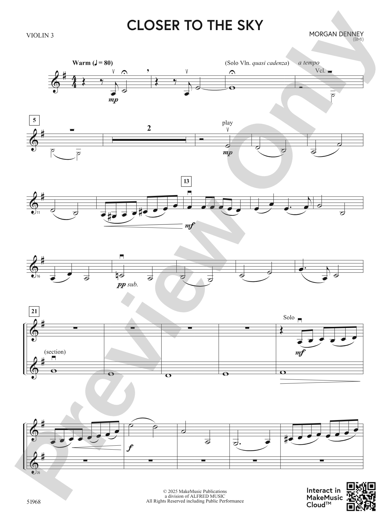 Closer to the Sky: 3rd Violin (Viola [TC])