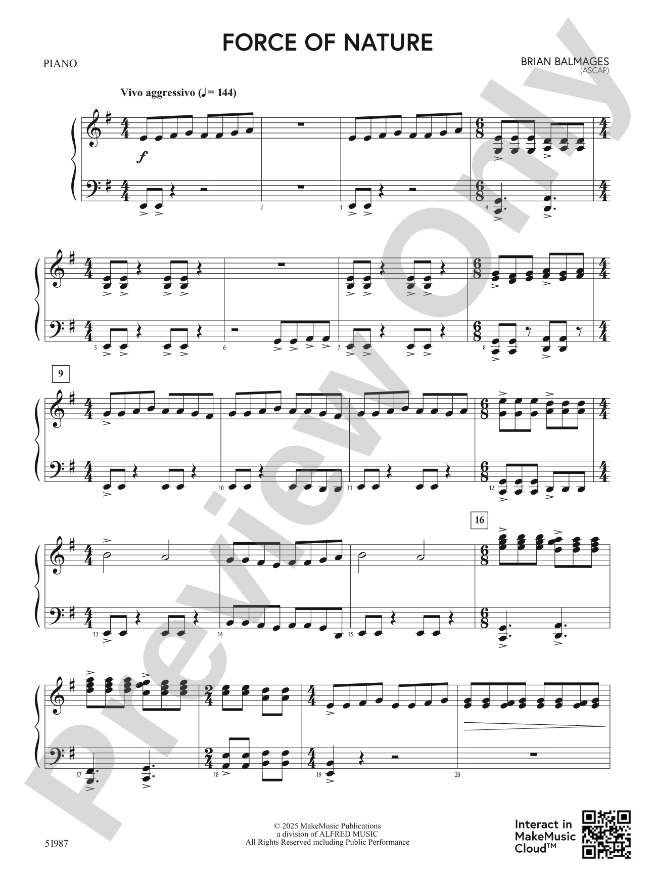 Force of Nature: Piano Accompaniment