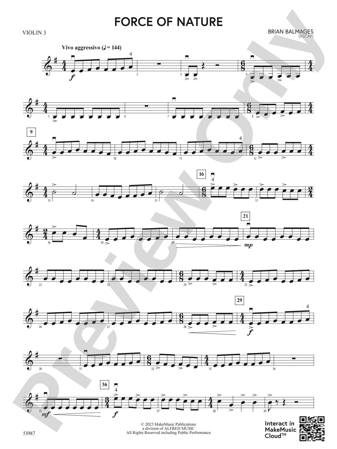Force of Nature: 3rd Violin (Viola [TC])