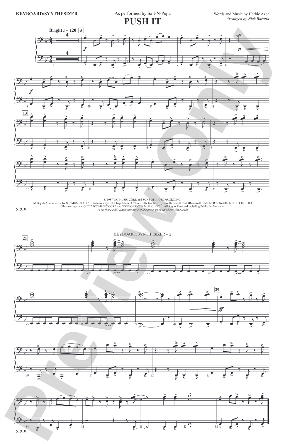 Push It: Piano Accompaniment