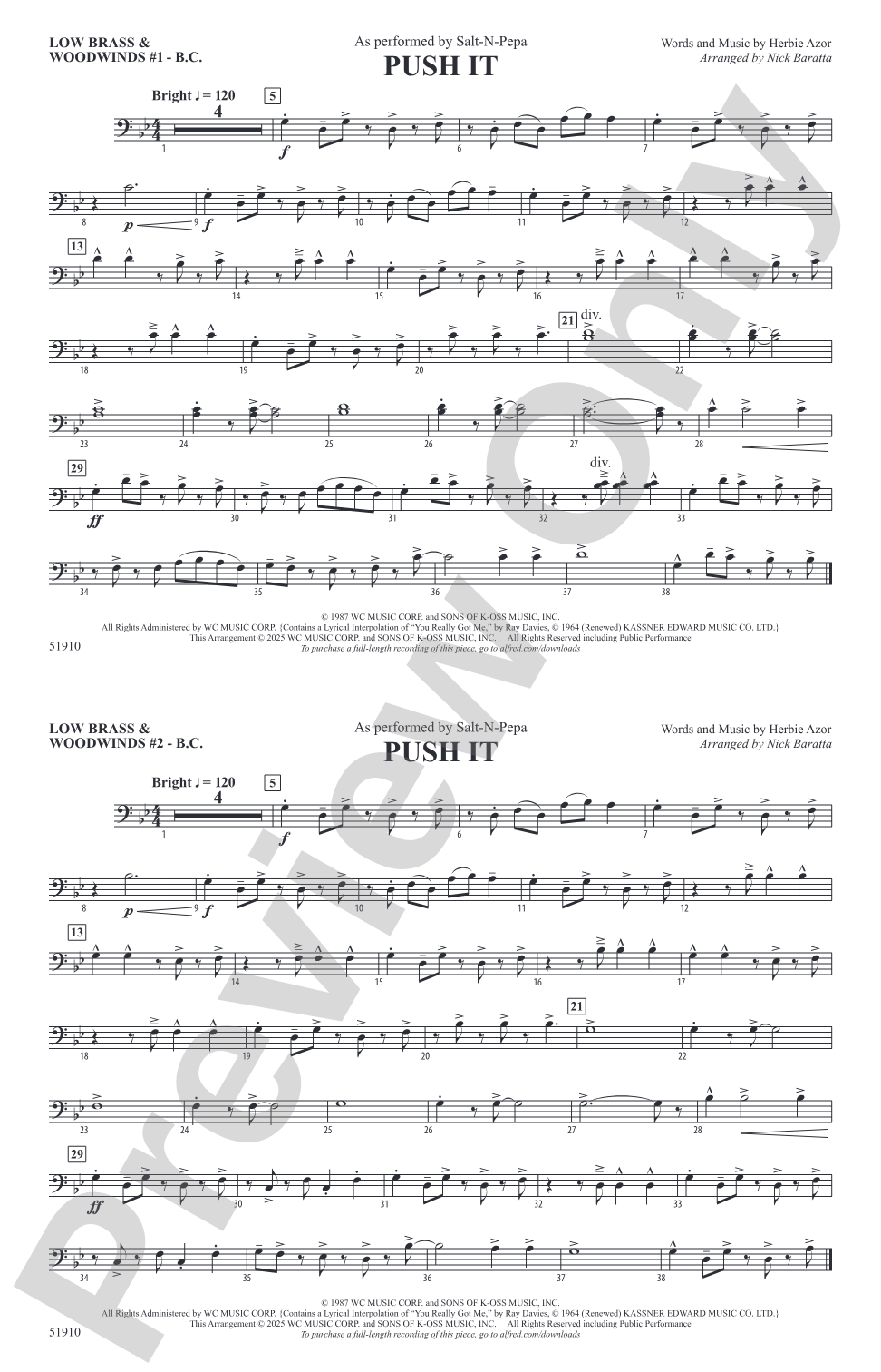 Push It: Low Brass & Woodwinds #1 - Bass Clef