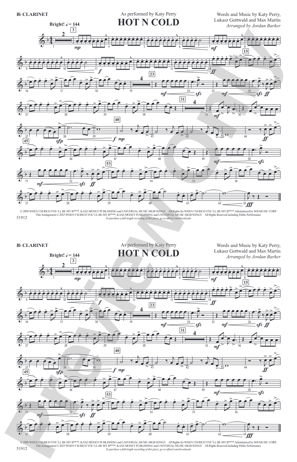 Hot N Cold: 1st B-flat Clarinet