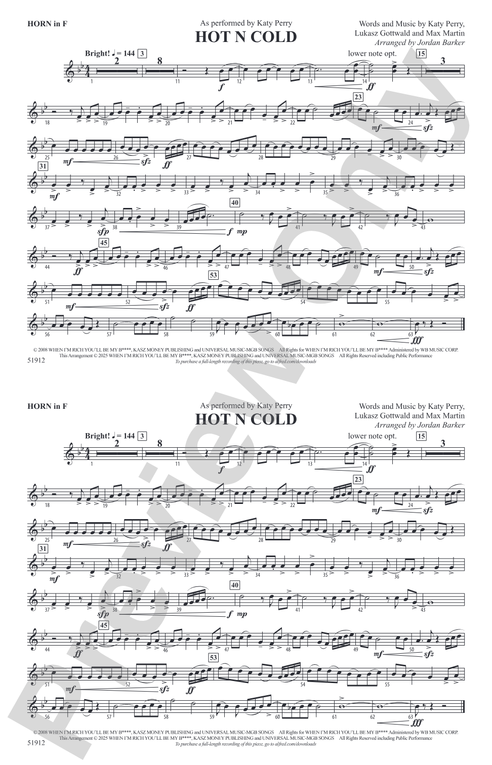 Hot N Cold: 1st F Horn