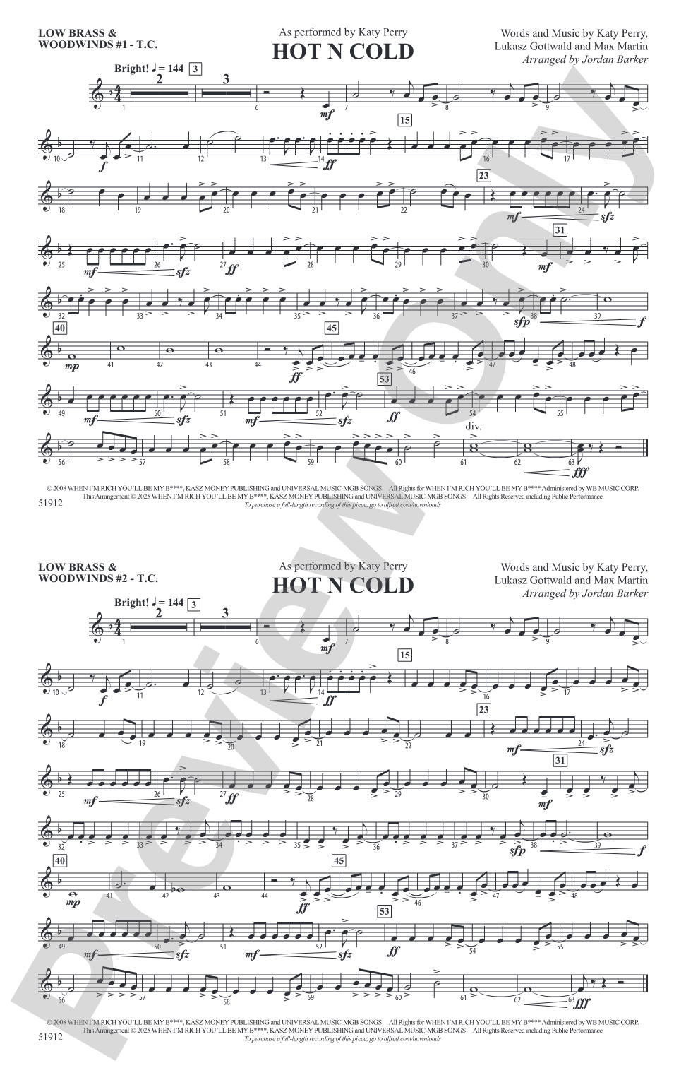 Hot N Cold: Low Brass & Woodwinds #1 - Treble Clef