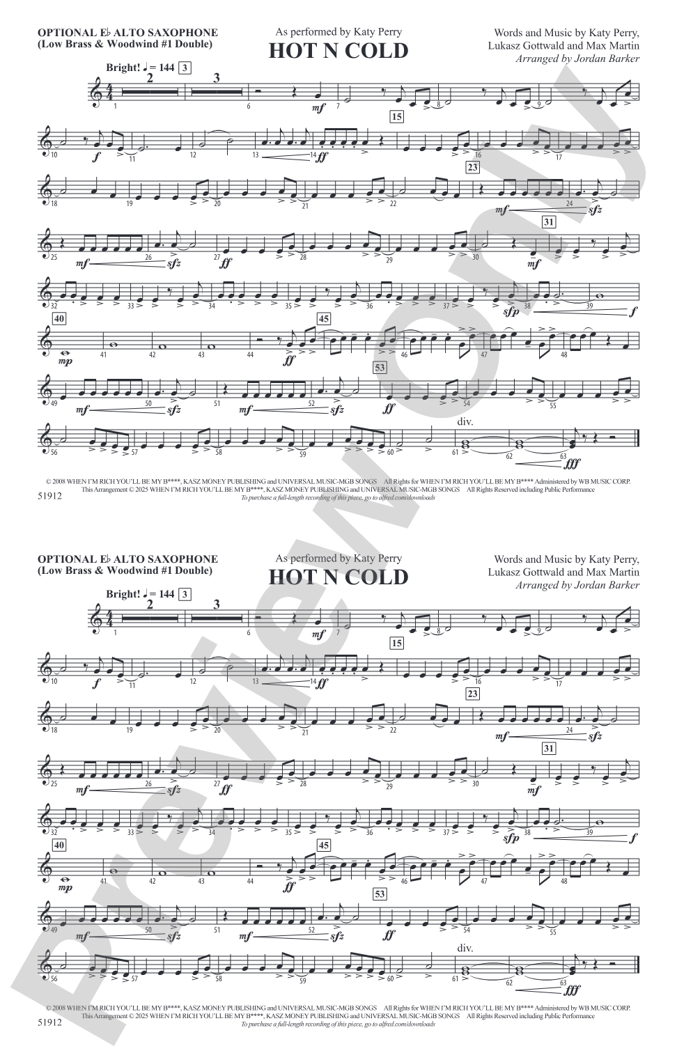 Hot N Cold: Optional Alto Sax