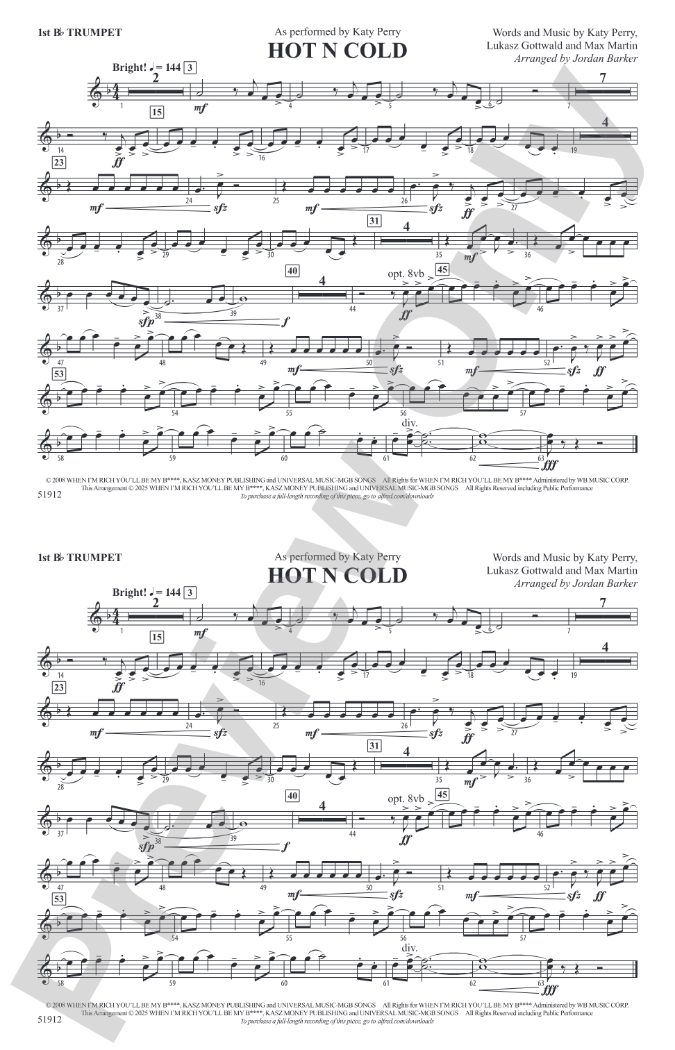 Hot N Cold: 1st B-flat Trumpet
