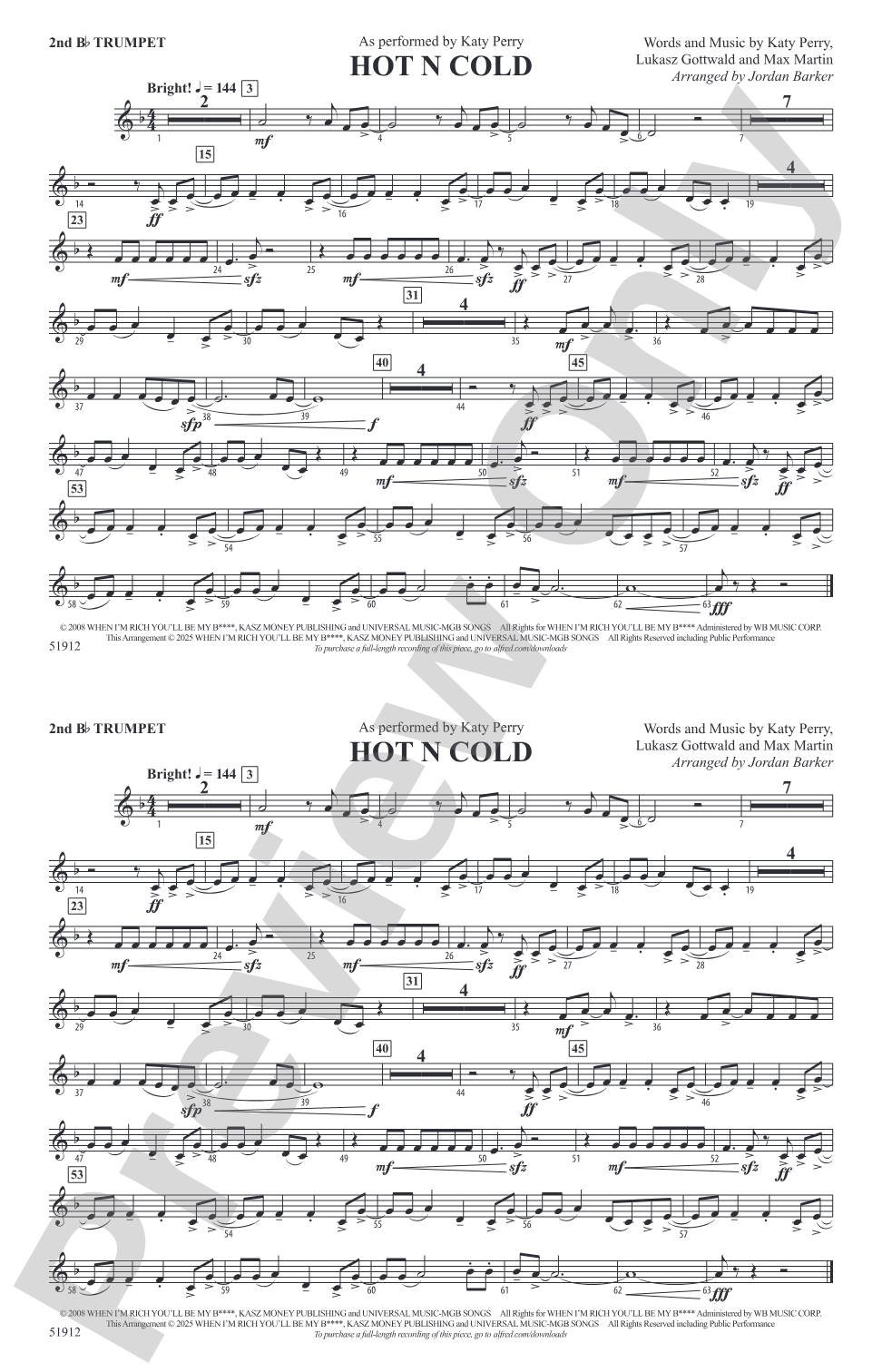 Hot N Cold: 2nd B-flat Trumpet