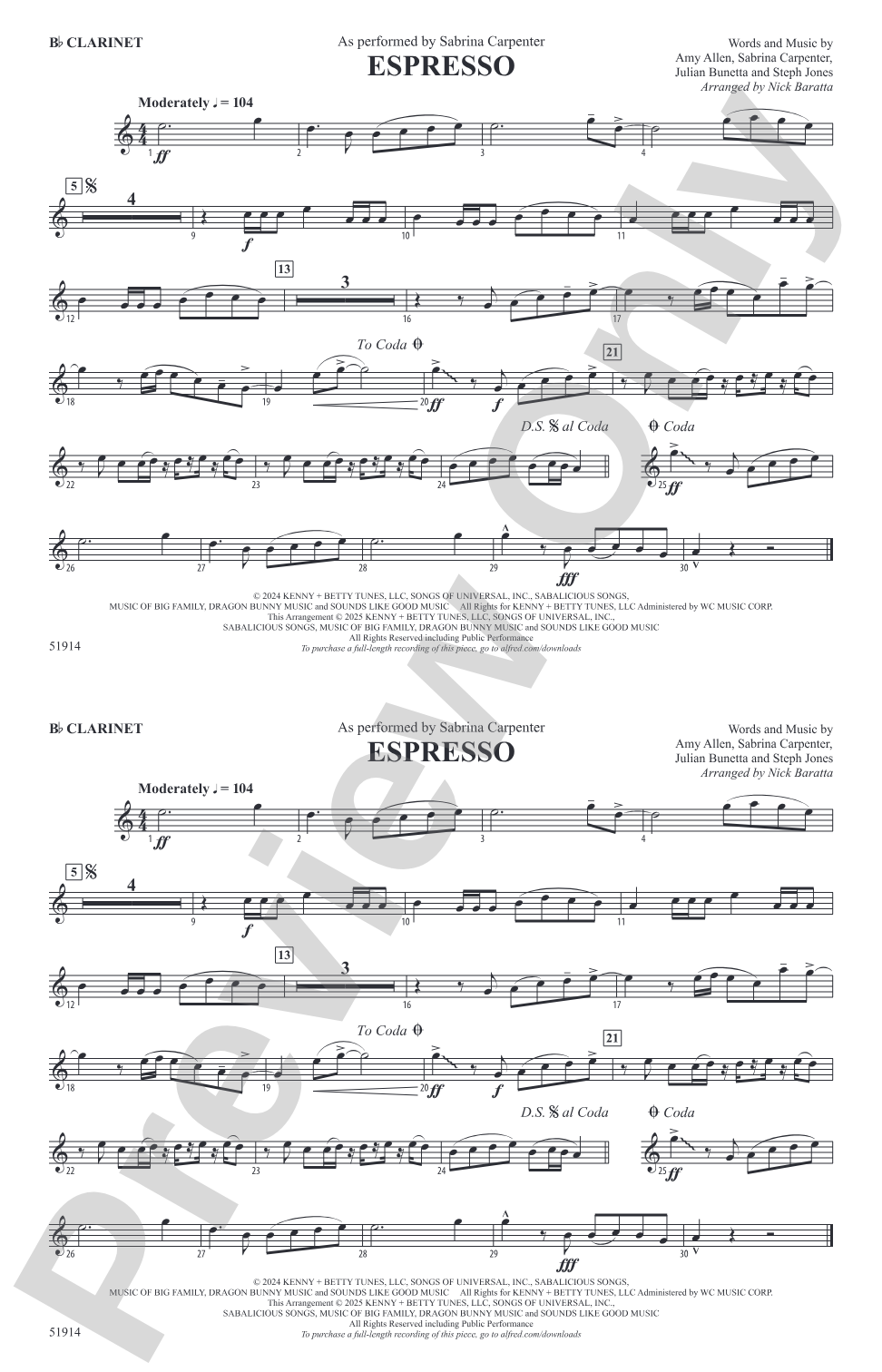 Espresso: 1st B-flat Clarinet