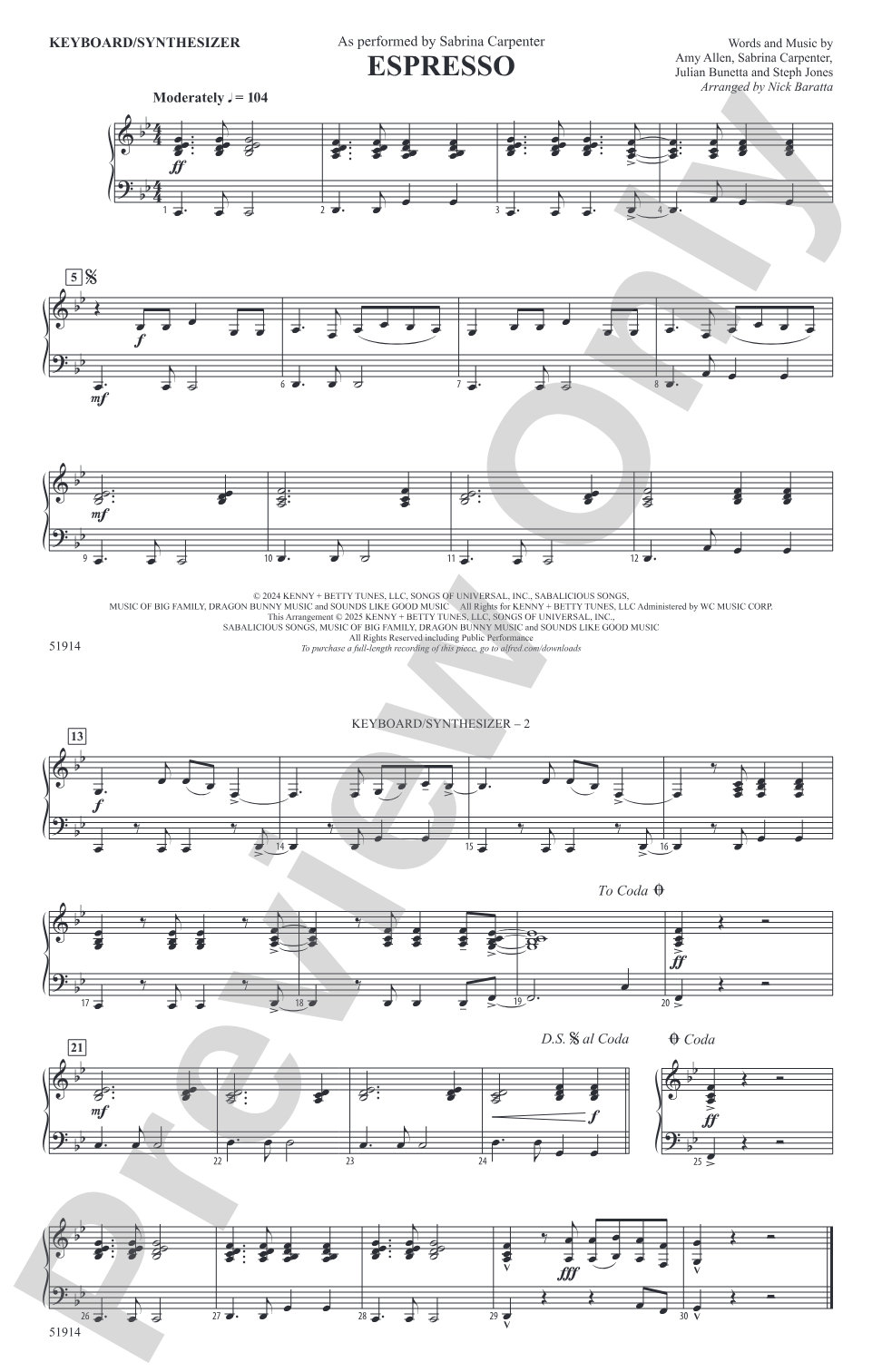 Espresso: Piano Accompaniment